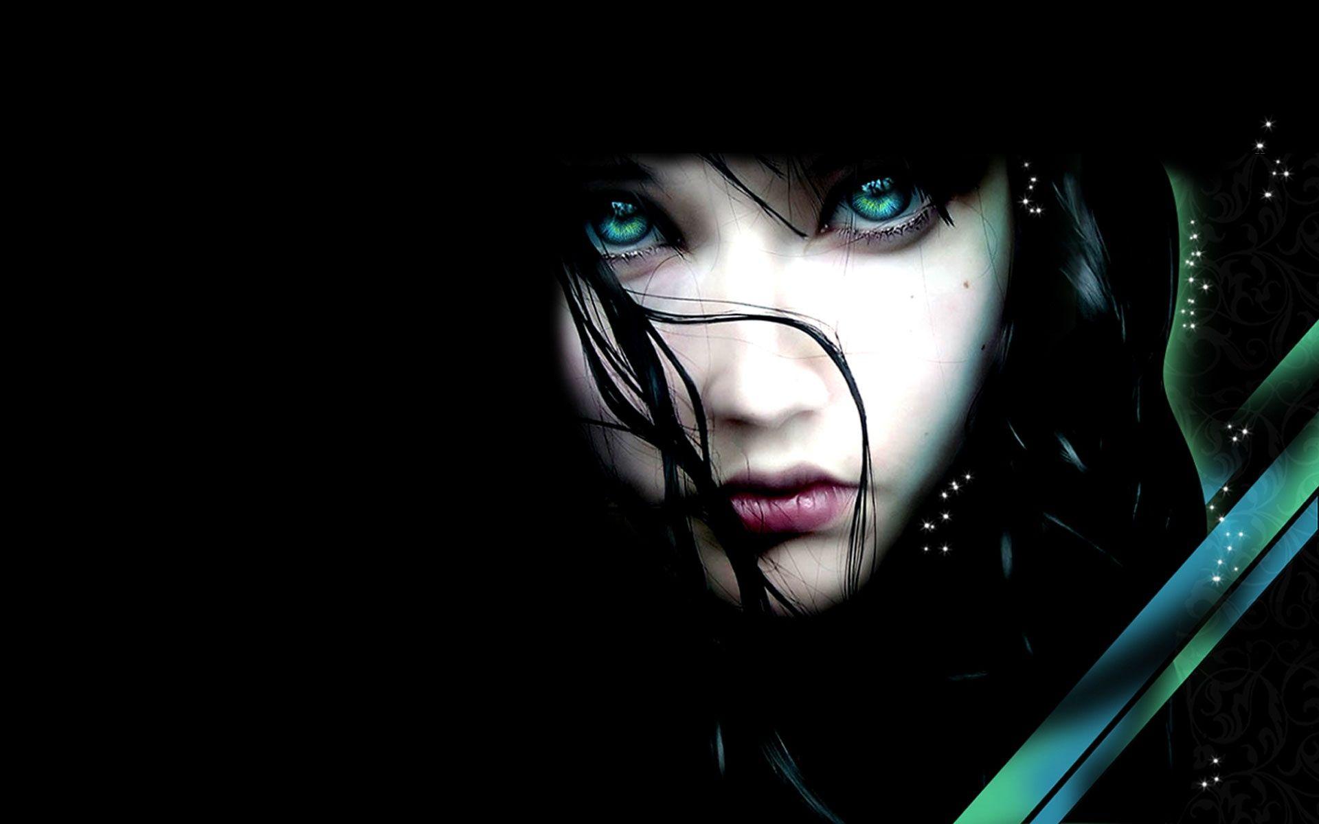Dark Girl Face. Photo and Desktop Wallpaper