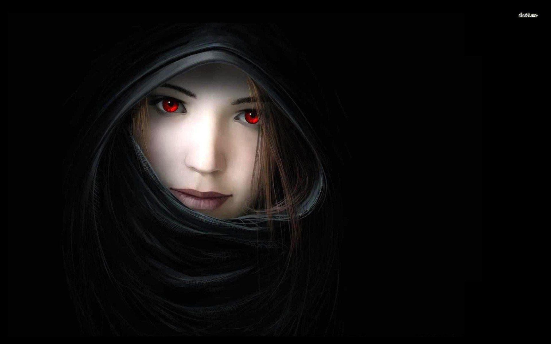 Red Eyed Girl In The Dark 701387