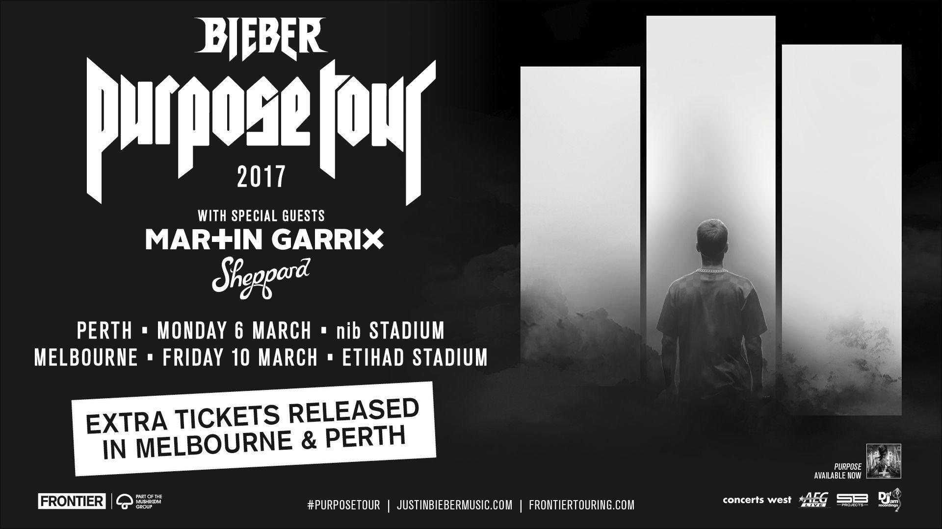 JUSTIN BIEBER. Extra tickets released to Perth & Melbourne shows