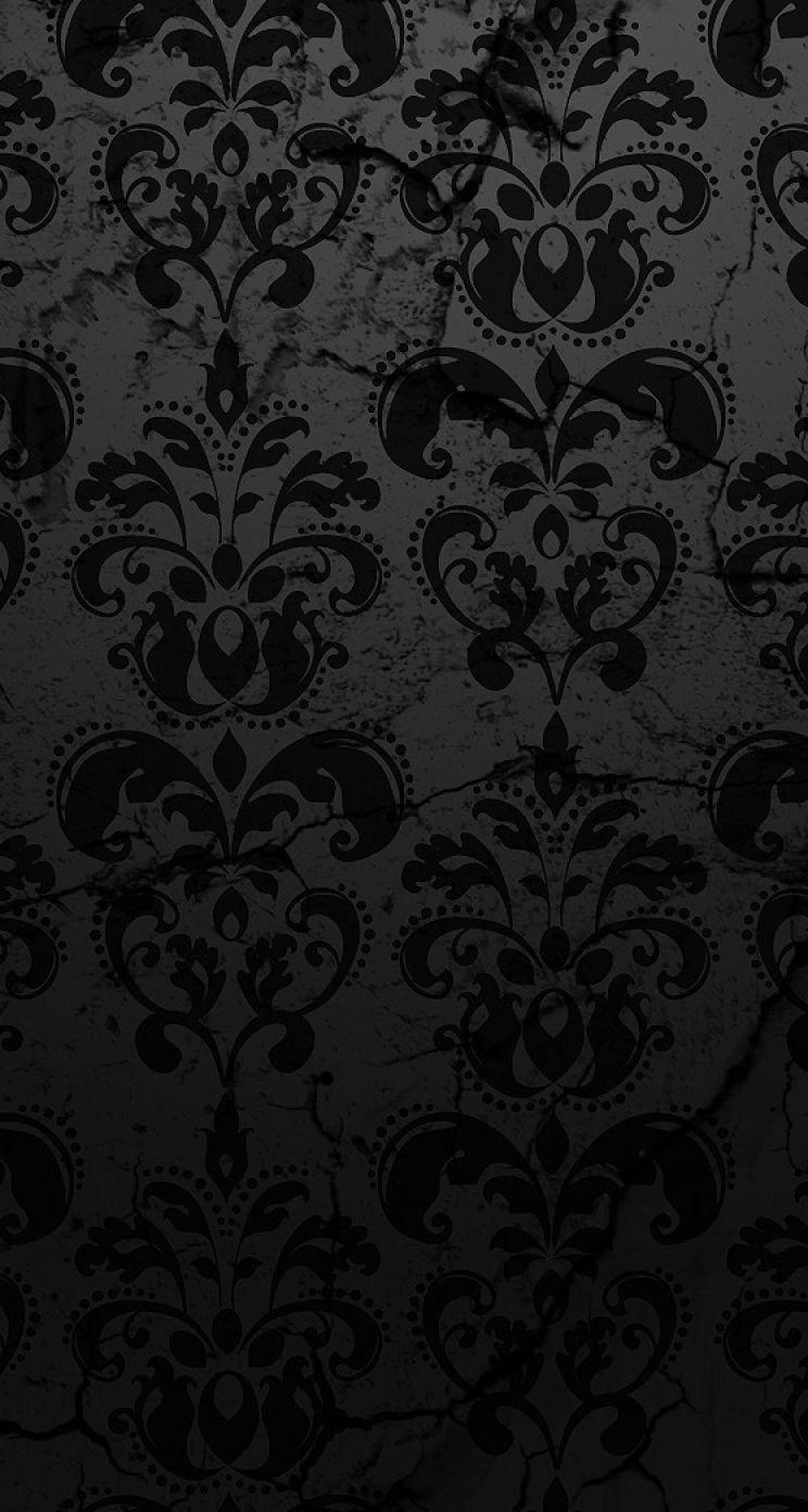 Floral Texture Pattern Black Background iPhone Wallpaper. My