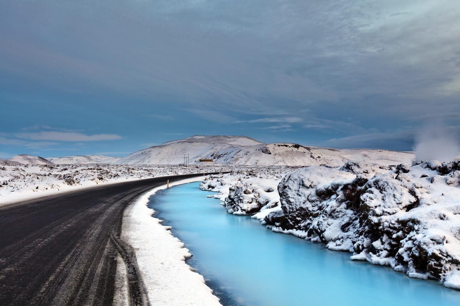 water, clouds, nature, snow, Iceland, roads, scandinavia wallpaper