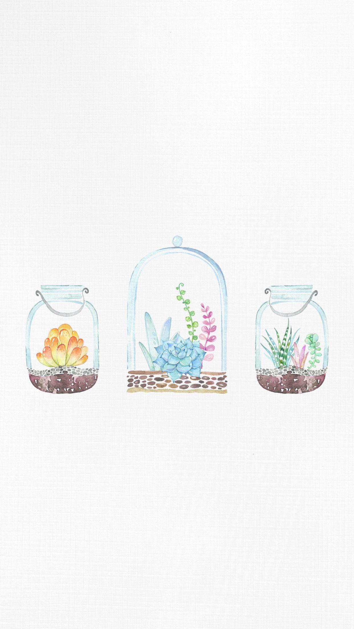 Free Desktop Wallpaper /// Mason Jar Succulents Cottage Market