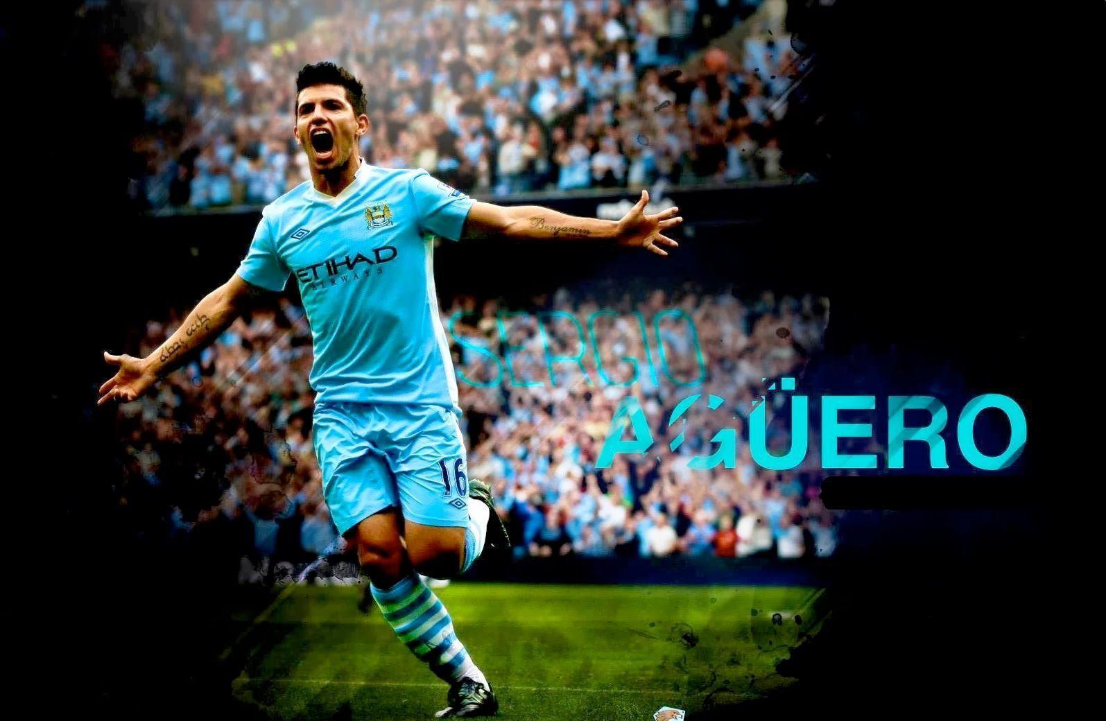 Aguero Celebrate On Manchester City Wallpaper Wallpaper