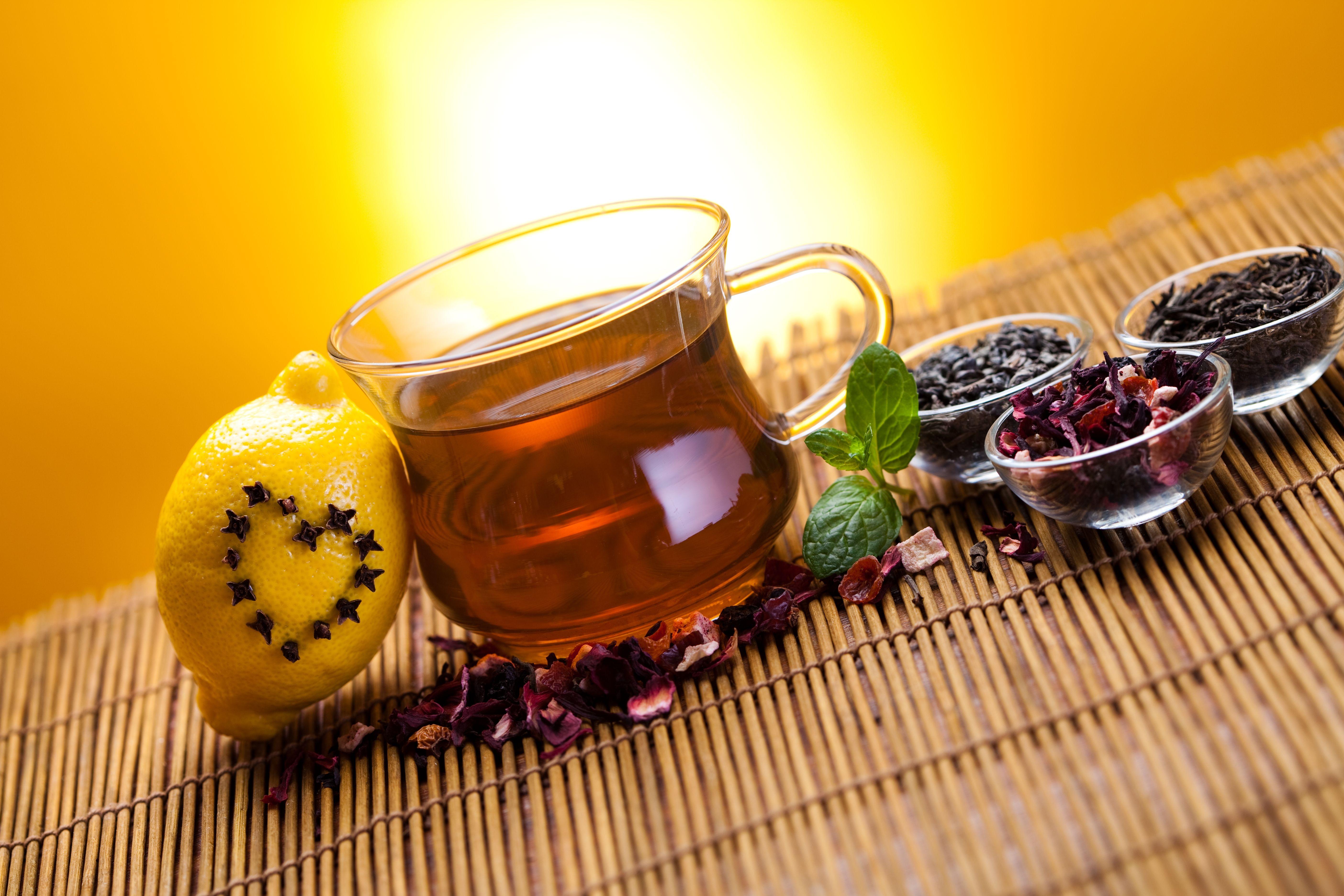 Download Wallpaper Tea, Lemon, Heart, Cup, Herbs, Spices HD Background