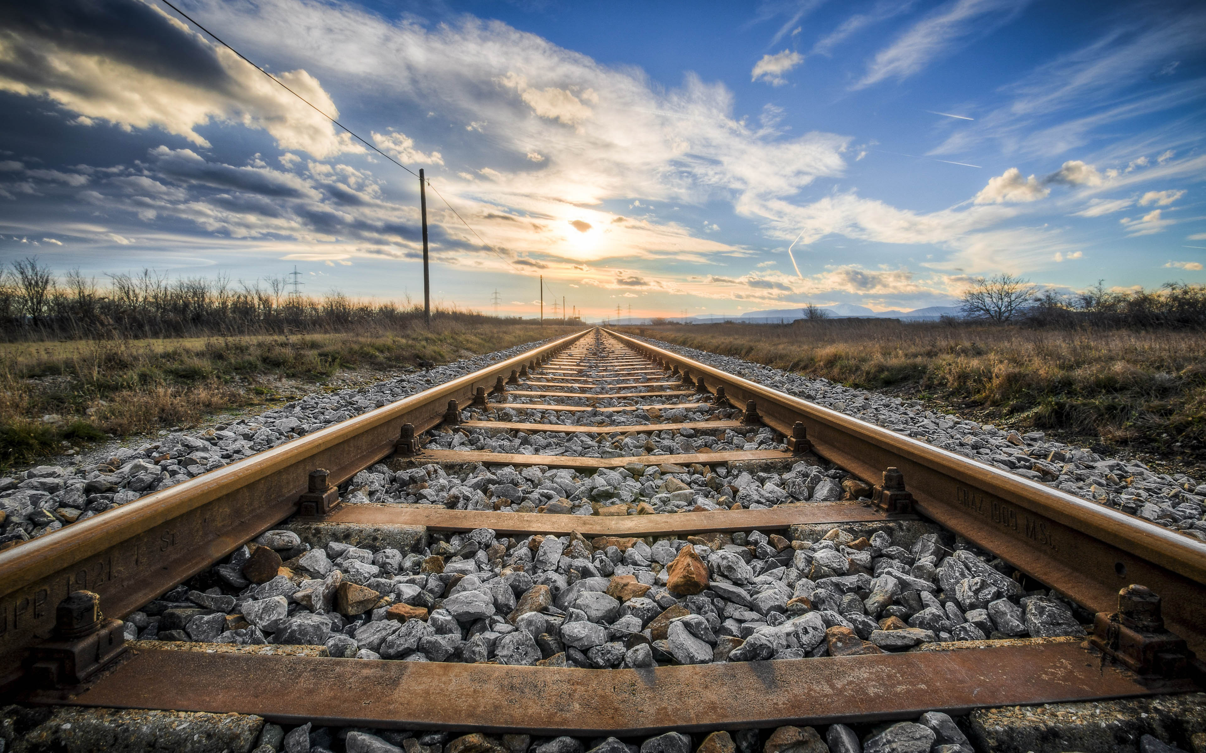 Railway Track Straight To Sun Wallpaper