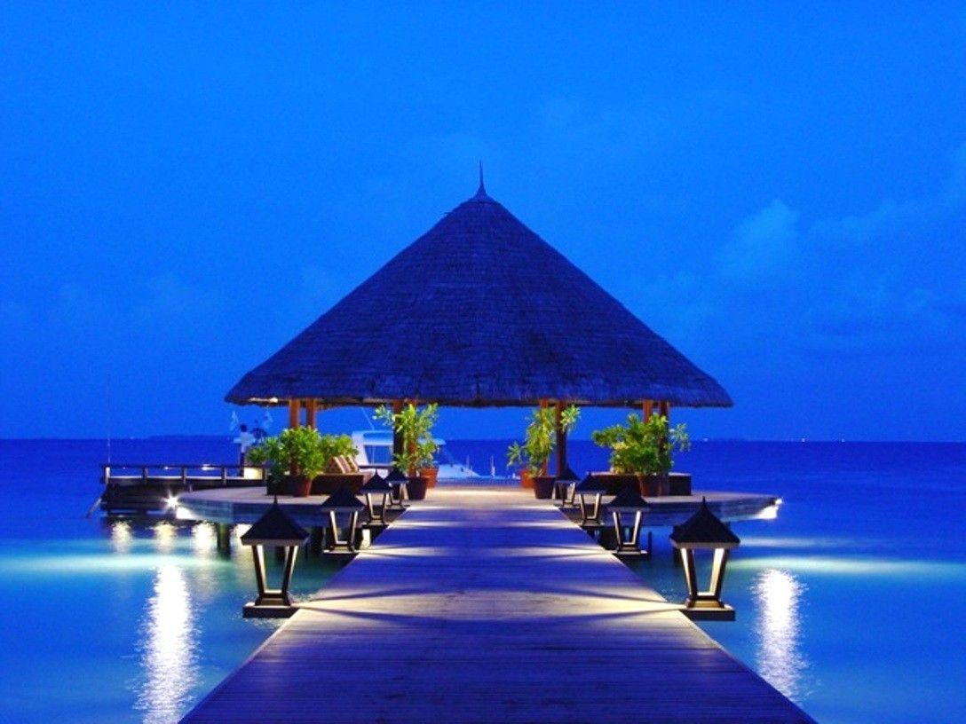 Beaches: Welcome Night Romantic Blue Maldives Beach Wallpaper