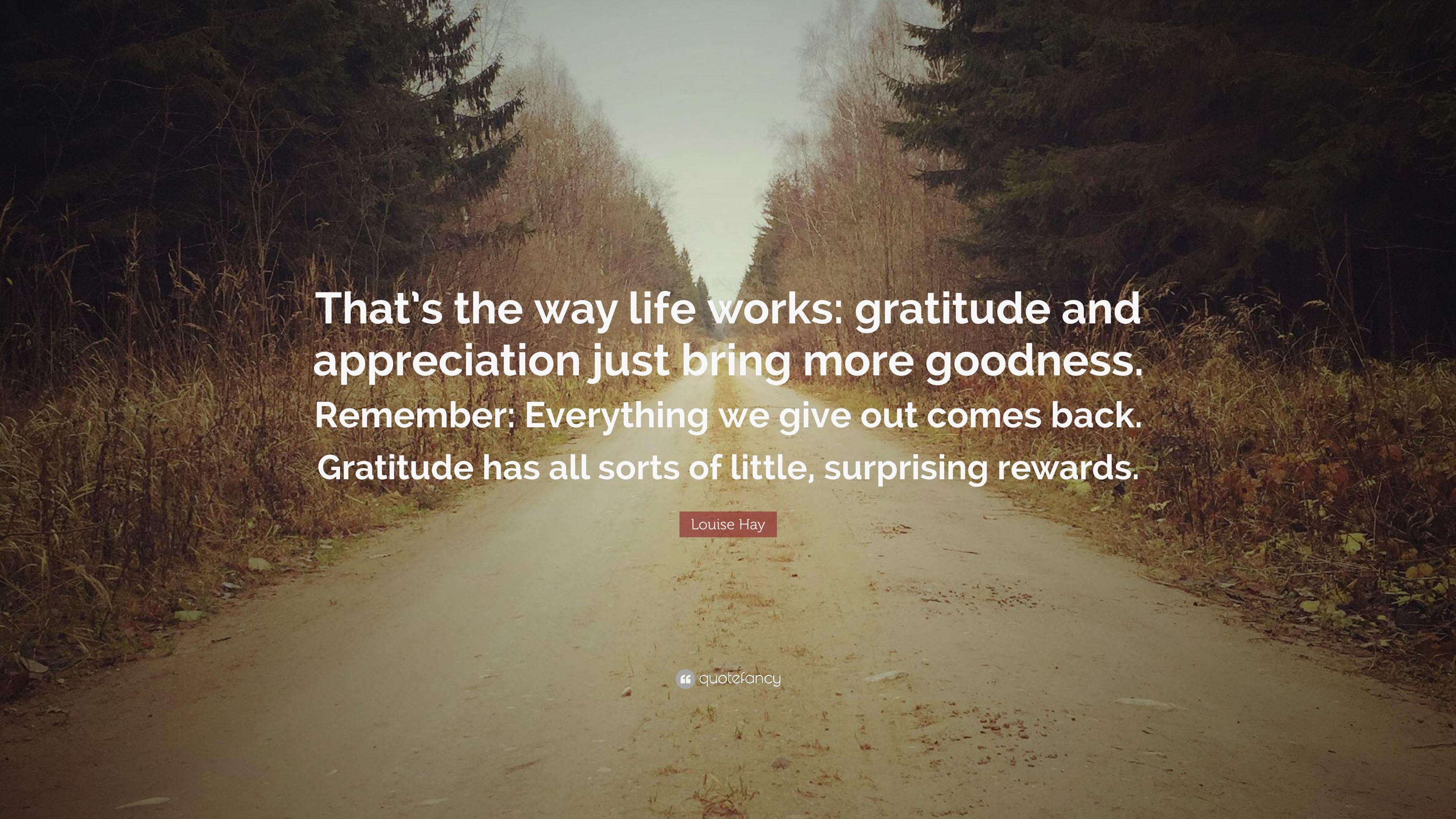 Louise Hay Quote: “That's the way life works: gratitude