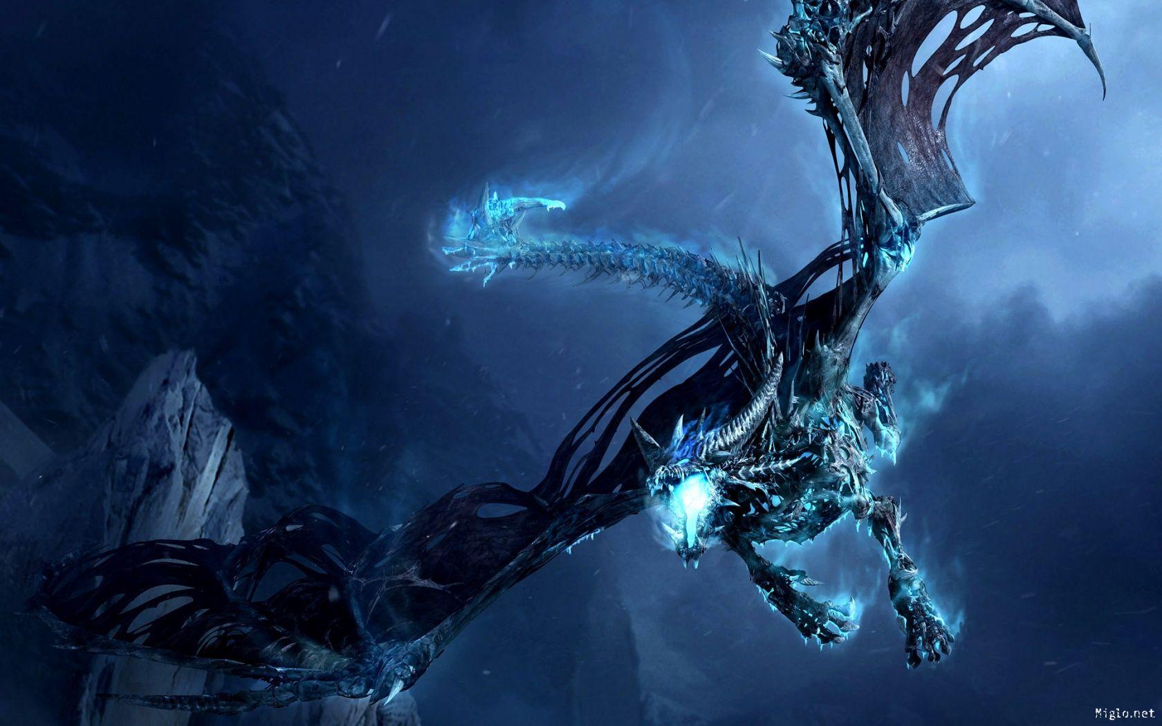 Lightning Dragon. Fond d'écran HD wallpaper Dragon en bleu