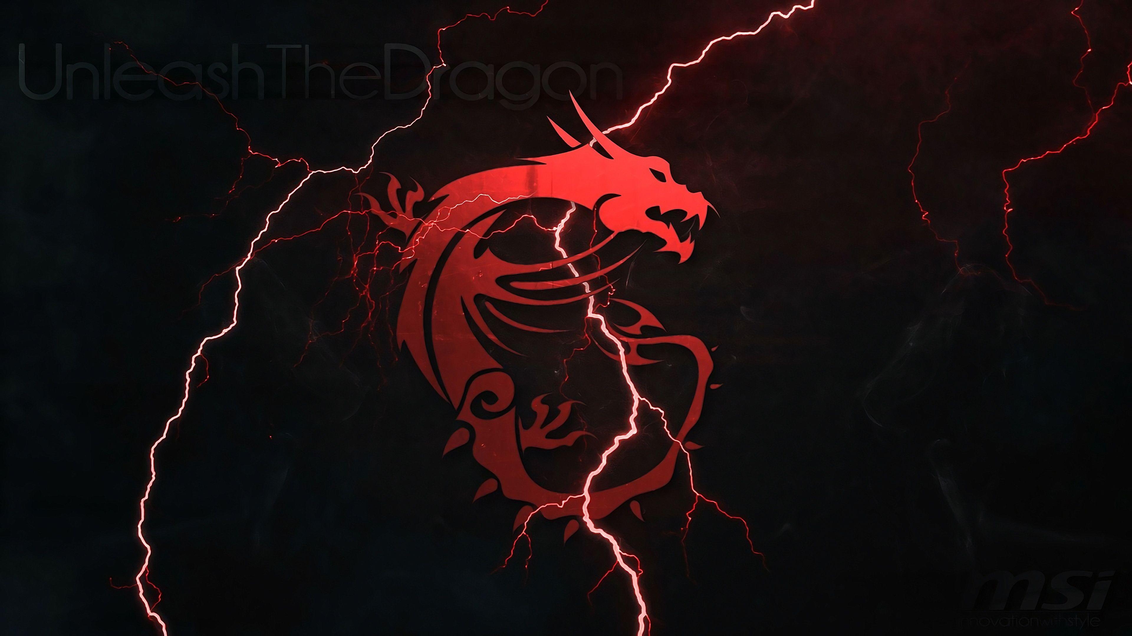 MSI Dragon Logo Lightning 4k wallpaper