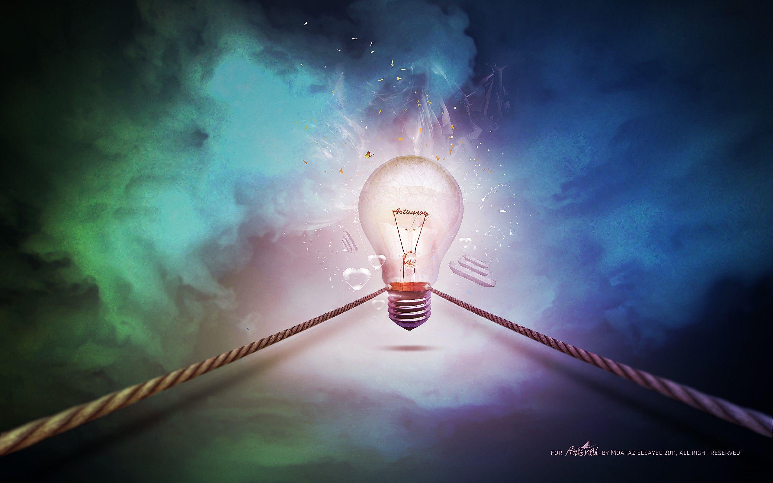 light bulbs, light, Adam Spizak, creativity, colors, web design