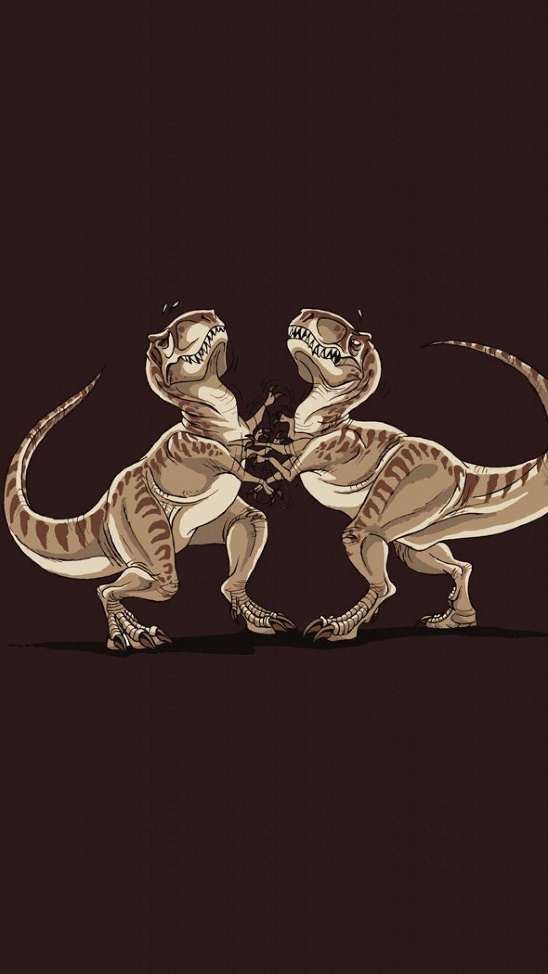Funny Dinosaur Fight S5 Wallpaper