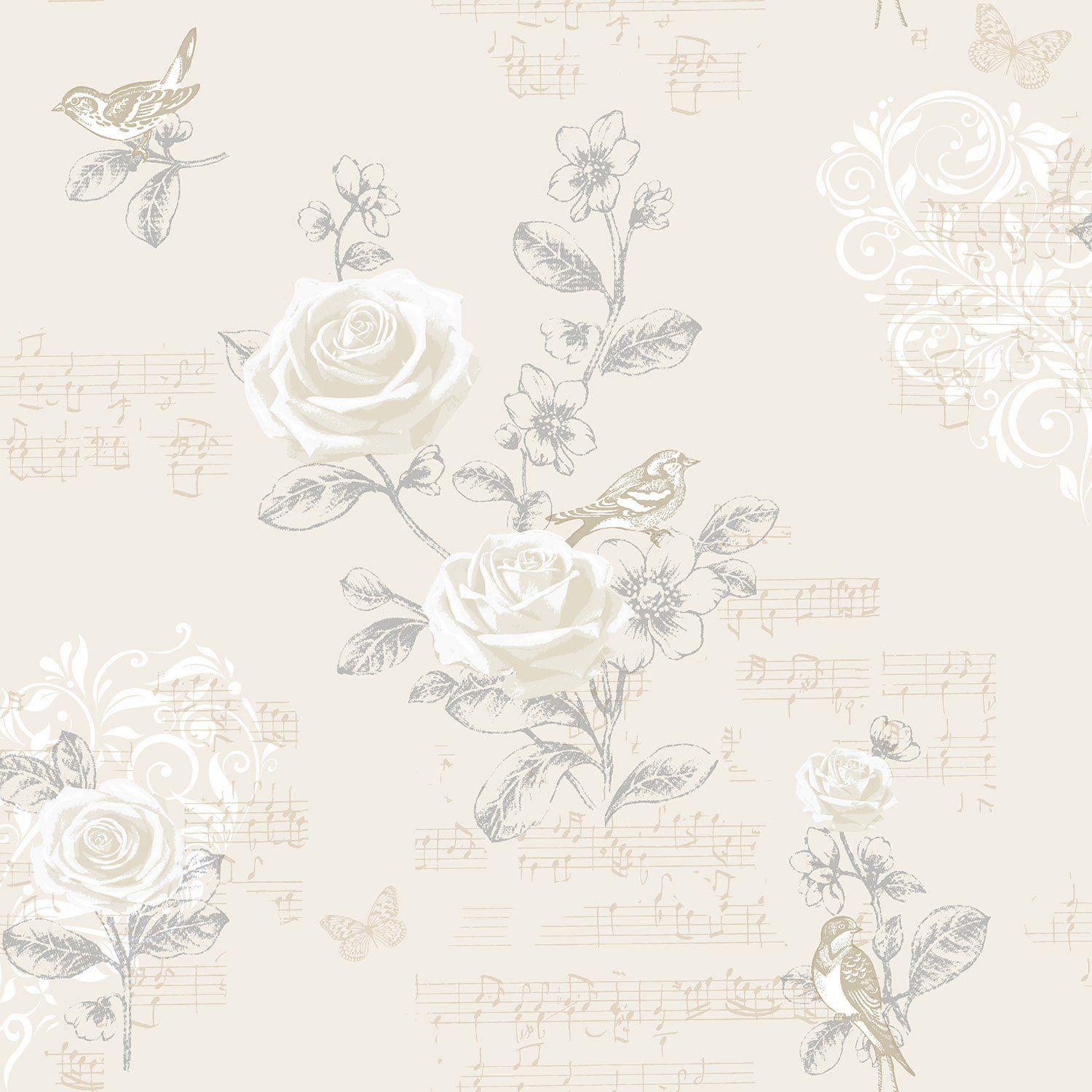 Options 2 Sing To Me Shabby Chic Wallpaper Neutral 671301  Wallpaper  from I Love Wallpaper UK