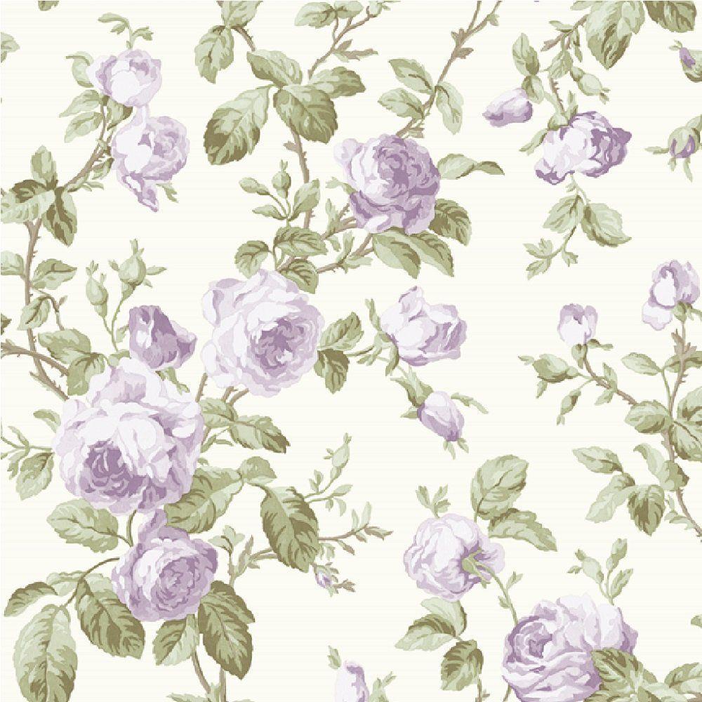 Wow! Shabby Chic Lilac Purple Rose Vintage Floral Wallpaper