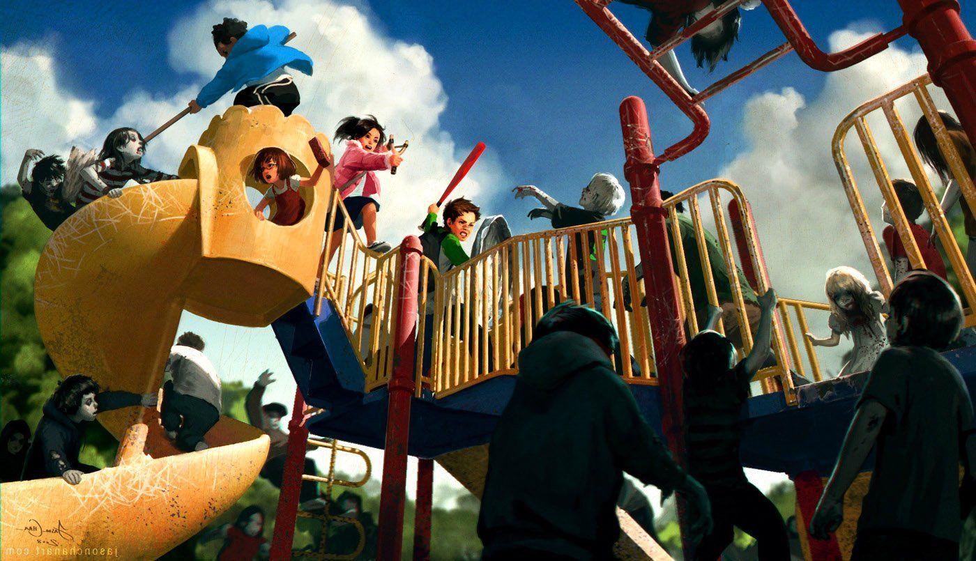 Children Fight Playground Zombies