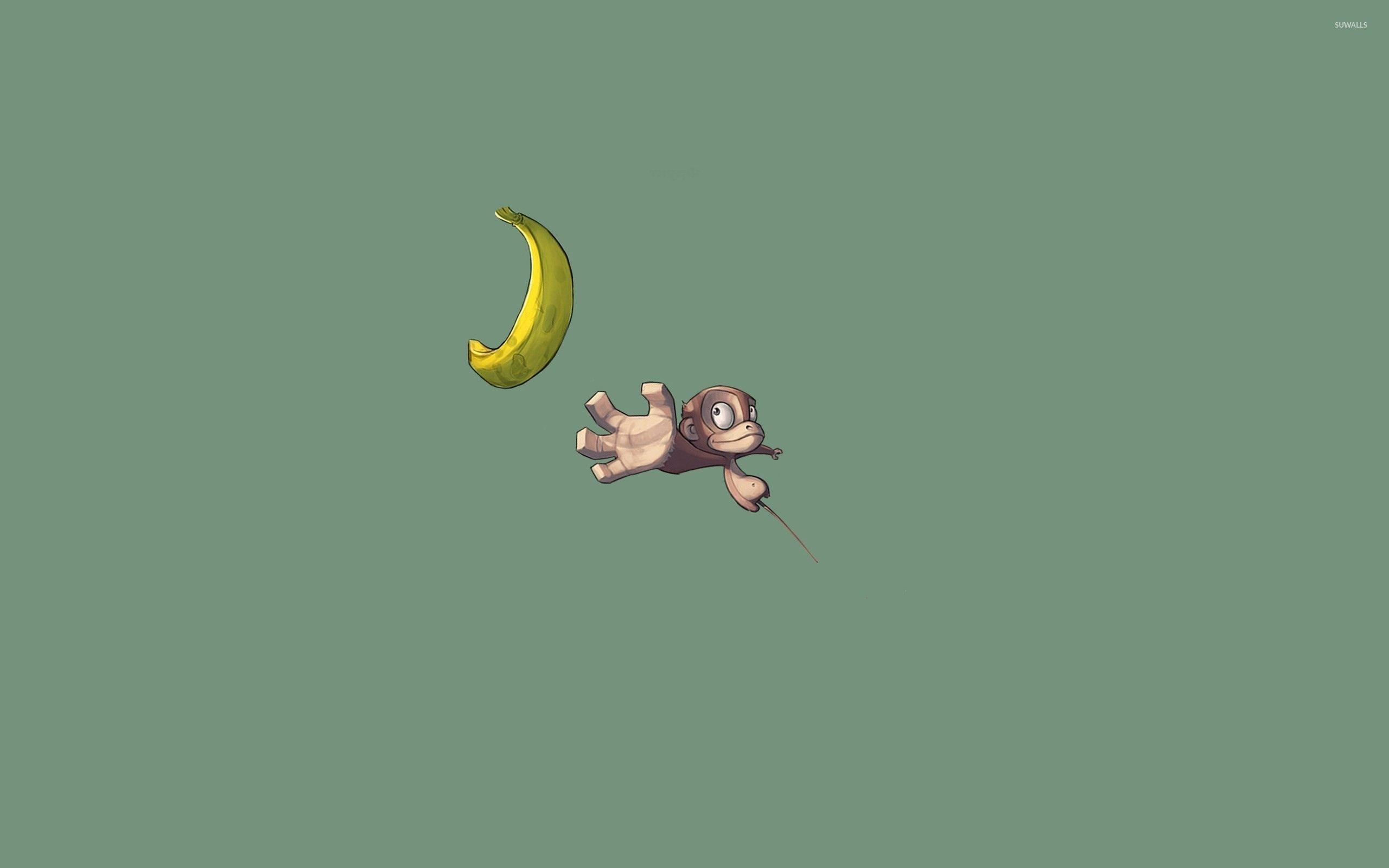 Monkey reaching for the banana wallpaper wallpaper