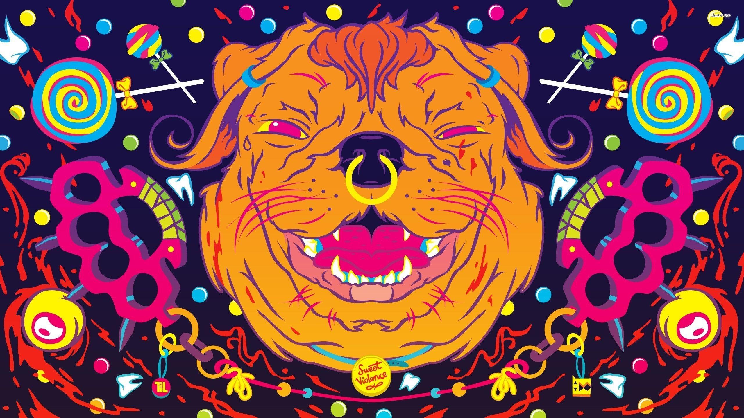 Psychedelic dog wallpaper 2560x1440. Psychedelic Art