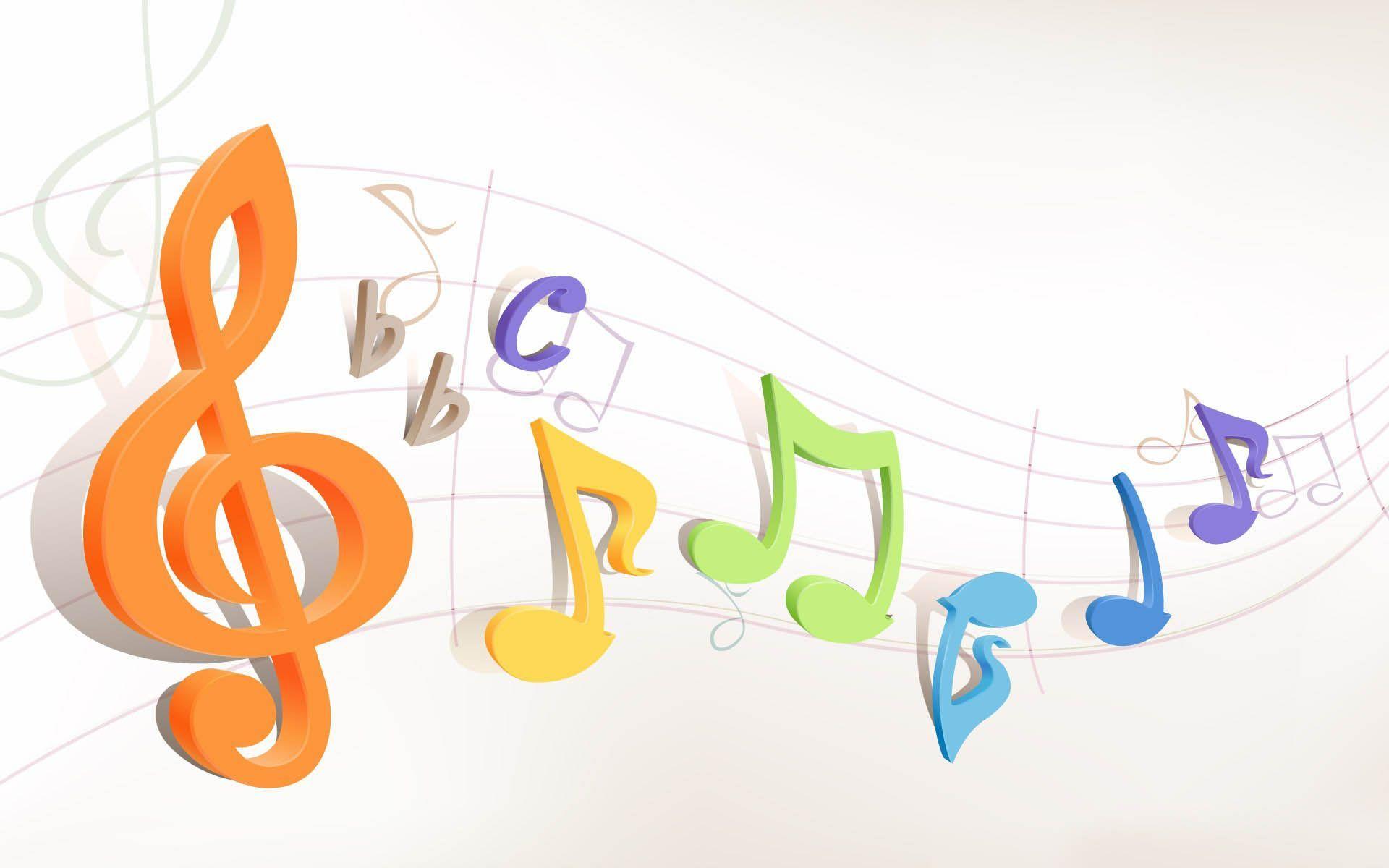 3D Colorful Music Notes Wallpaper Clipart