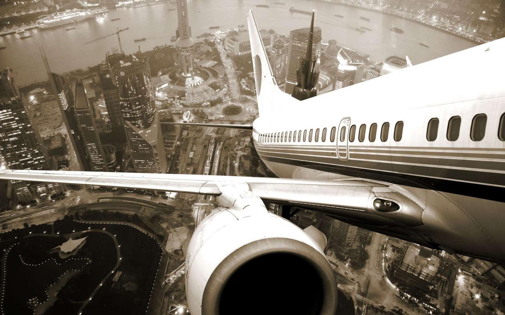 Private Jet Leaving The City Wallpaper