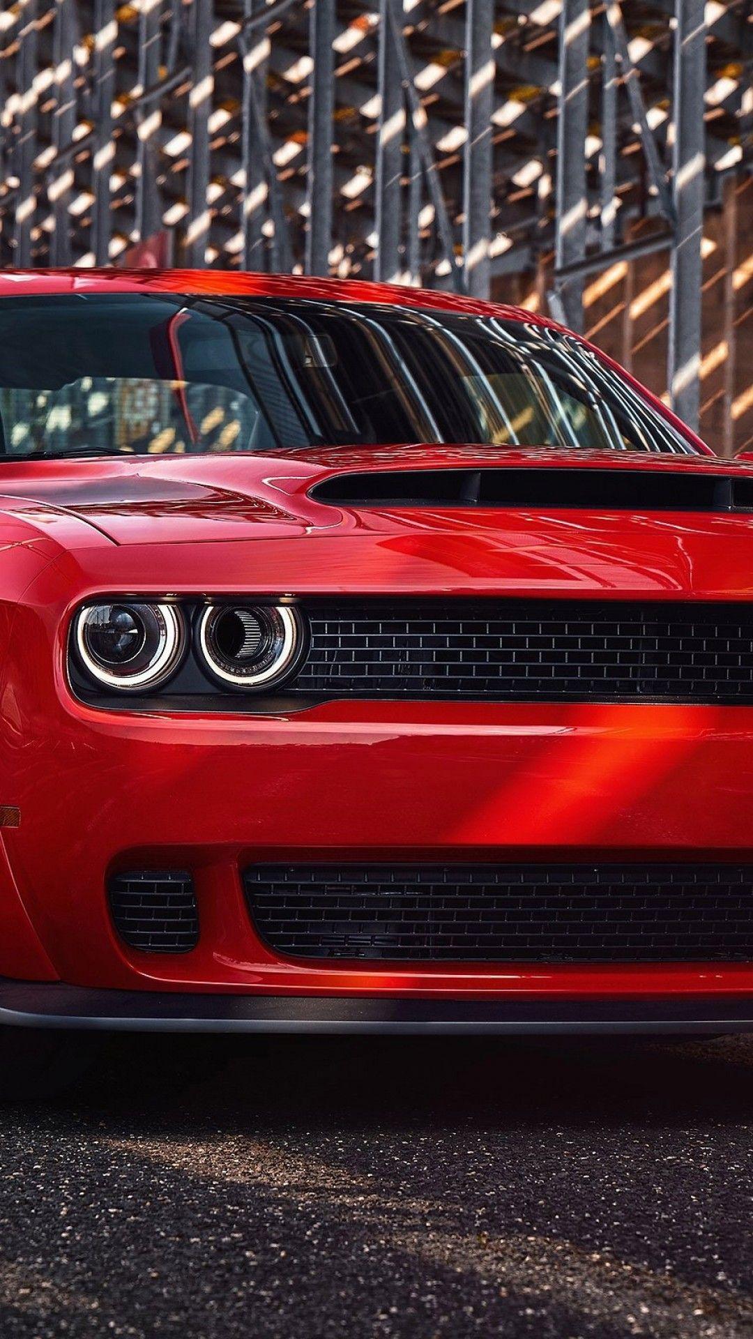 Download 1080x1920 Dodge Challenger Srt Demon, Red, Front View