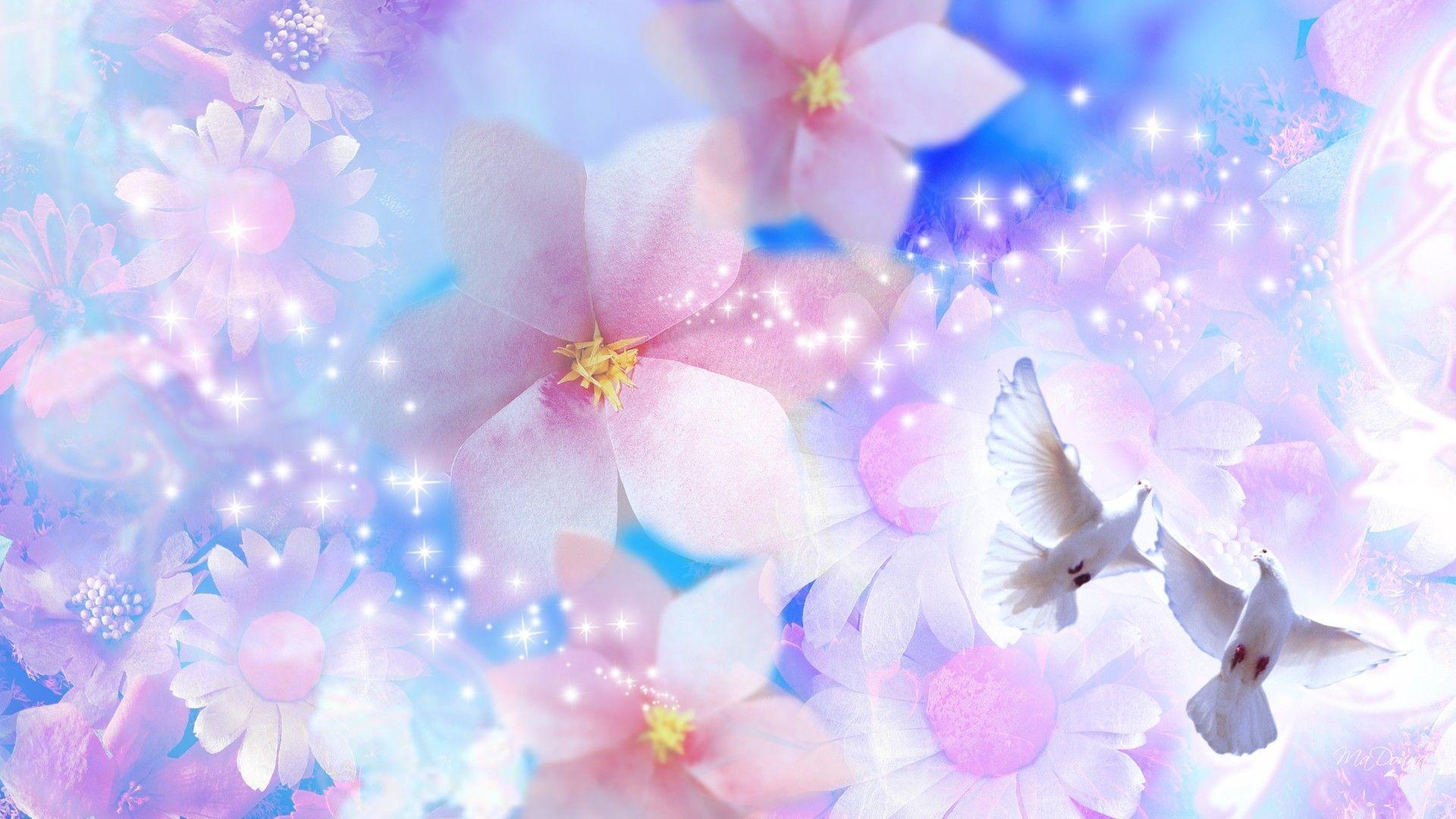 Doves Tag wallpaper: Peaceful Pastel Prophecy Radiate Pink Glow