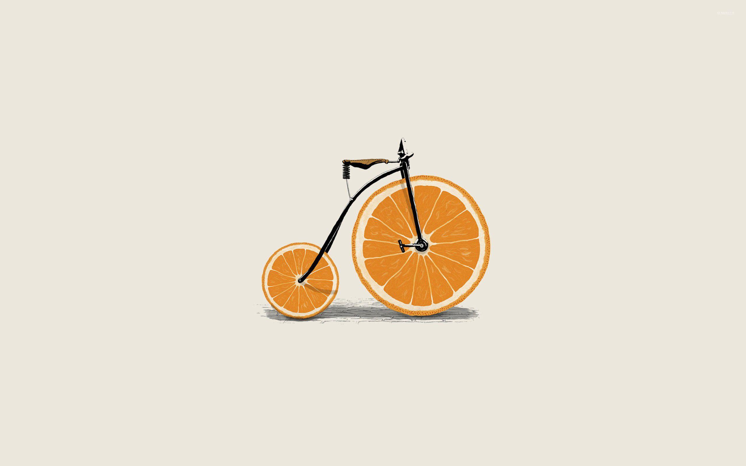 Orange wheel bicycle wallpaper Art wallpaper
