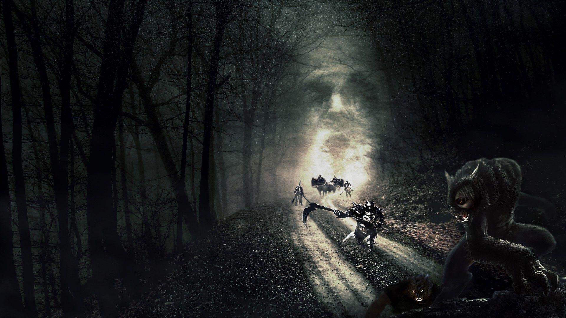 Road deaths in the dark forest wallpaper and image