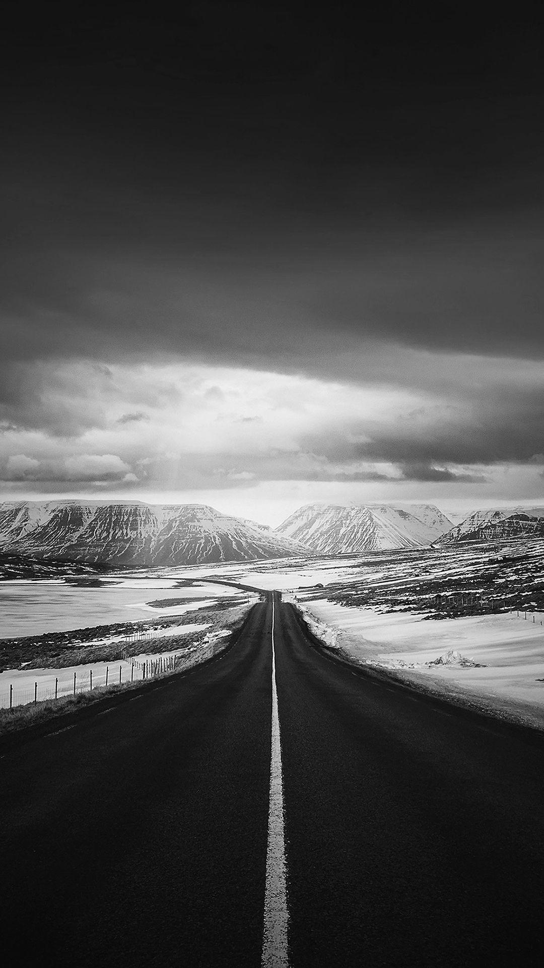 Road To Heaven Snow Mountain Dark Nature Winter #iPhone #plus