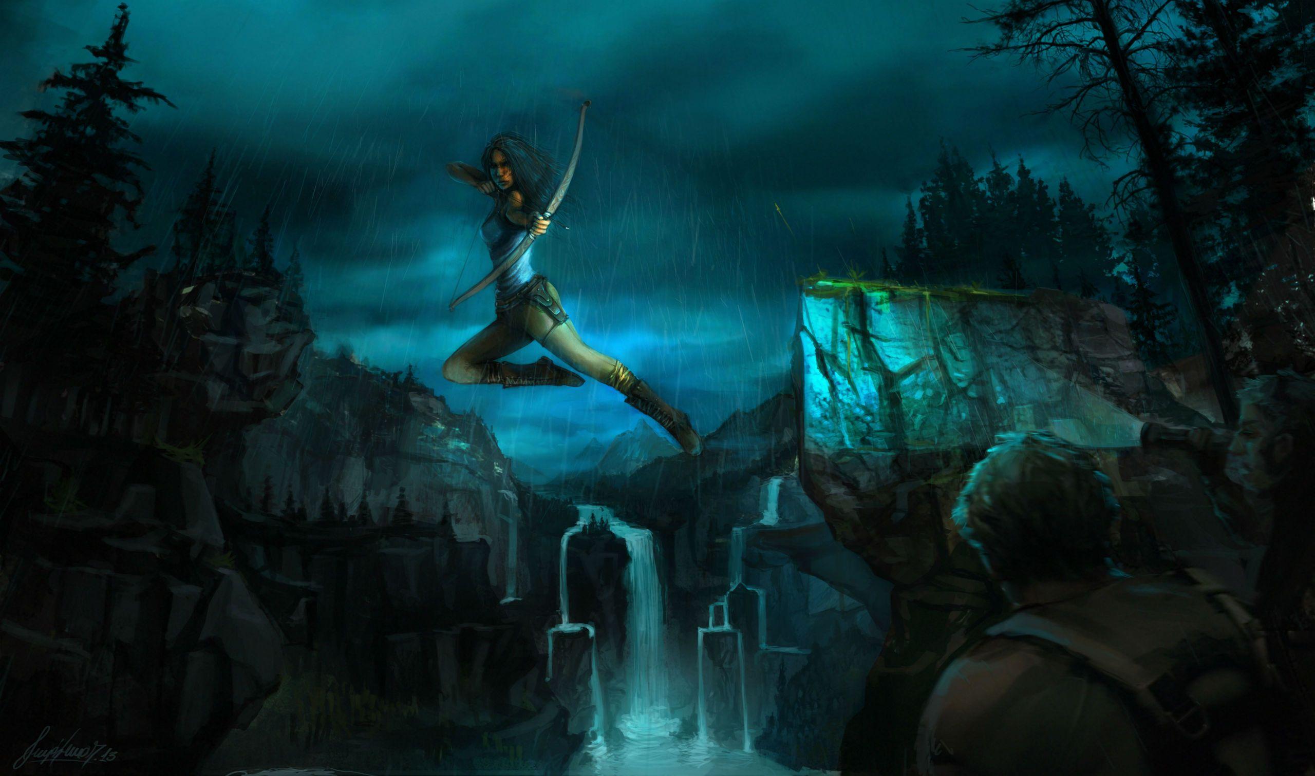 Tomb Raider 2013 Archers Jump Night Games Girls girl fantasy