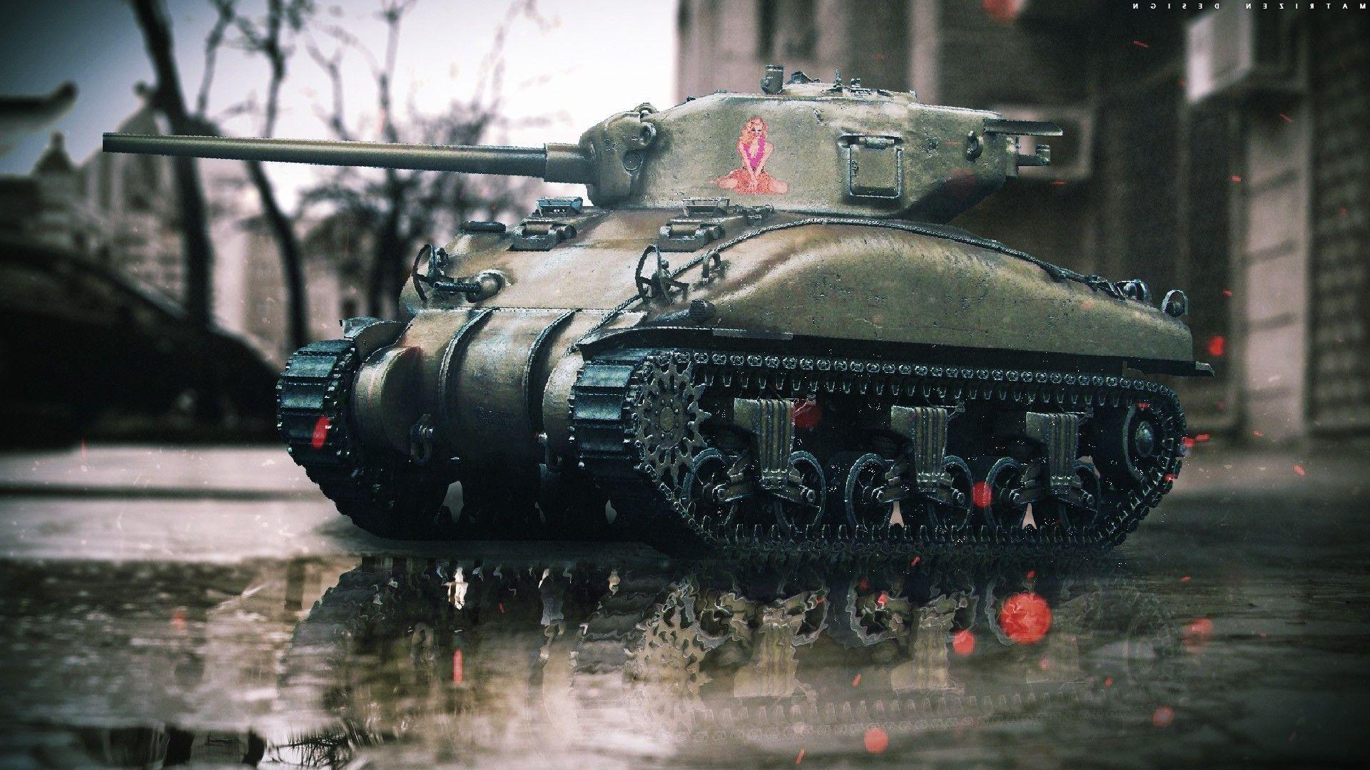tank, M4 Sherman, City, Digital Art, Landscape, Trees