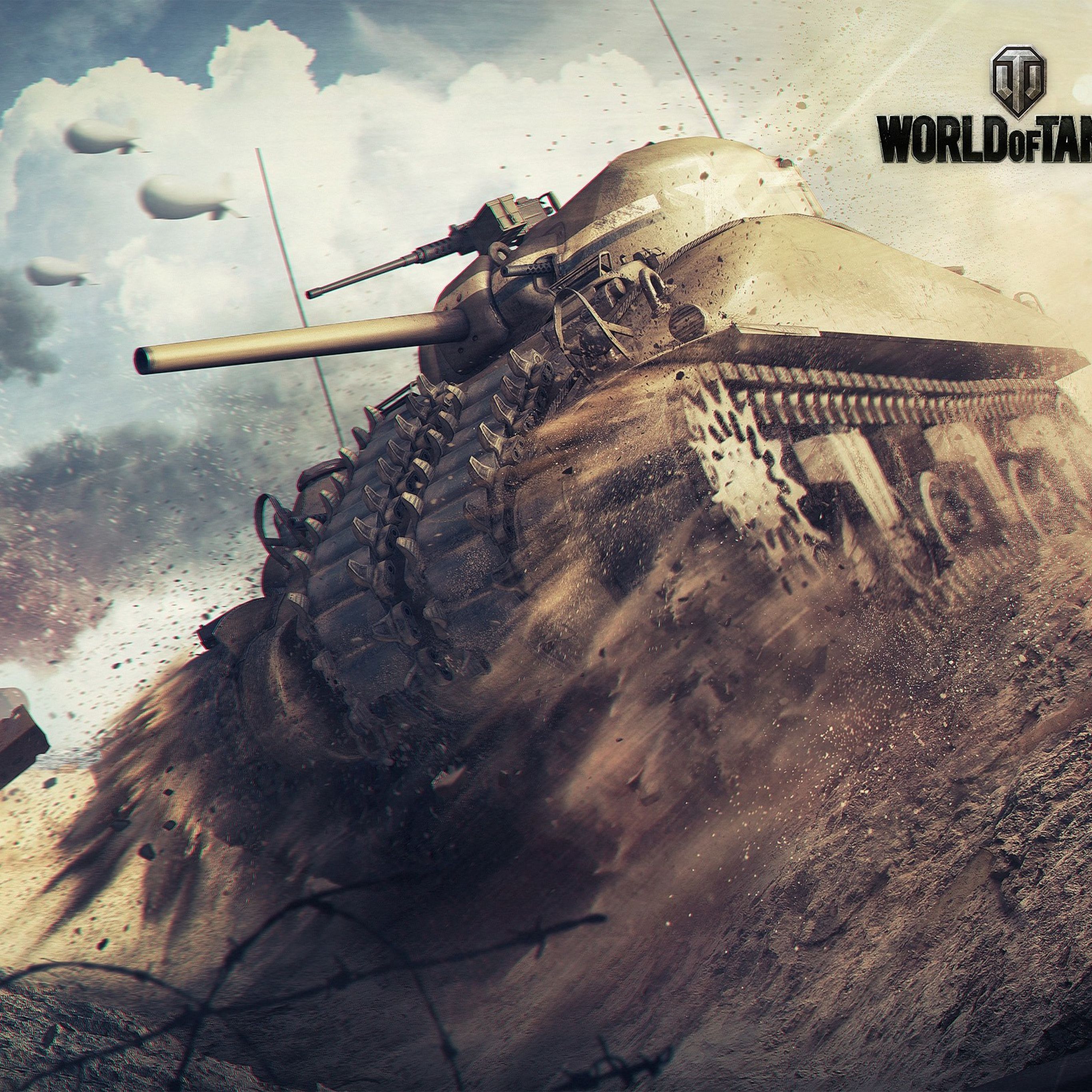 Download Wallpaper 2732x2732 World of tanks, Tank, M4 sherman iPad