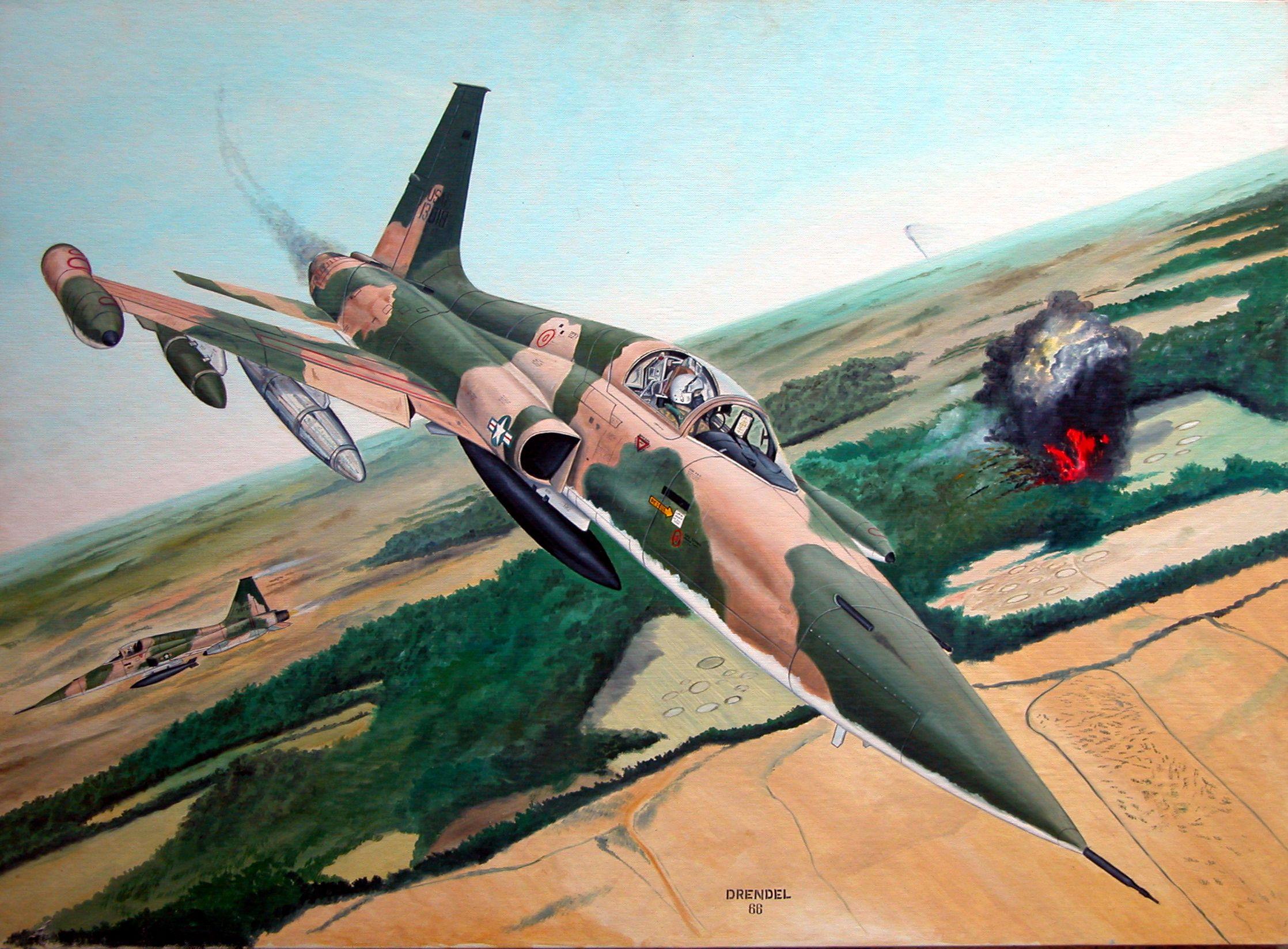 Airplane F 5 Trib Oil Painting Art Aviation 2236x1648