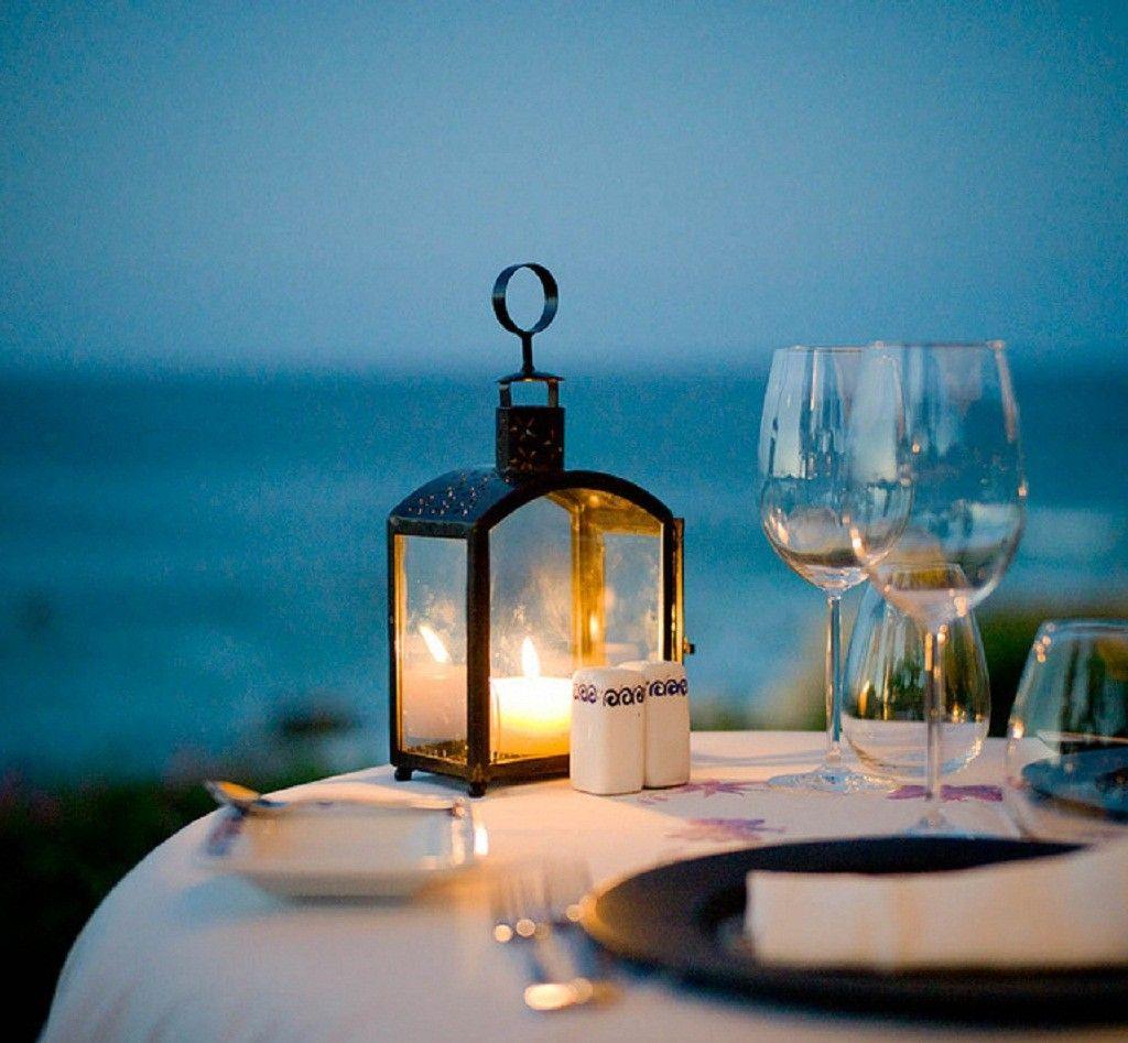 Dinner Tag wallpaper: Romantic Beach Dinner Table Two Sea