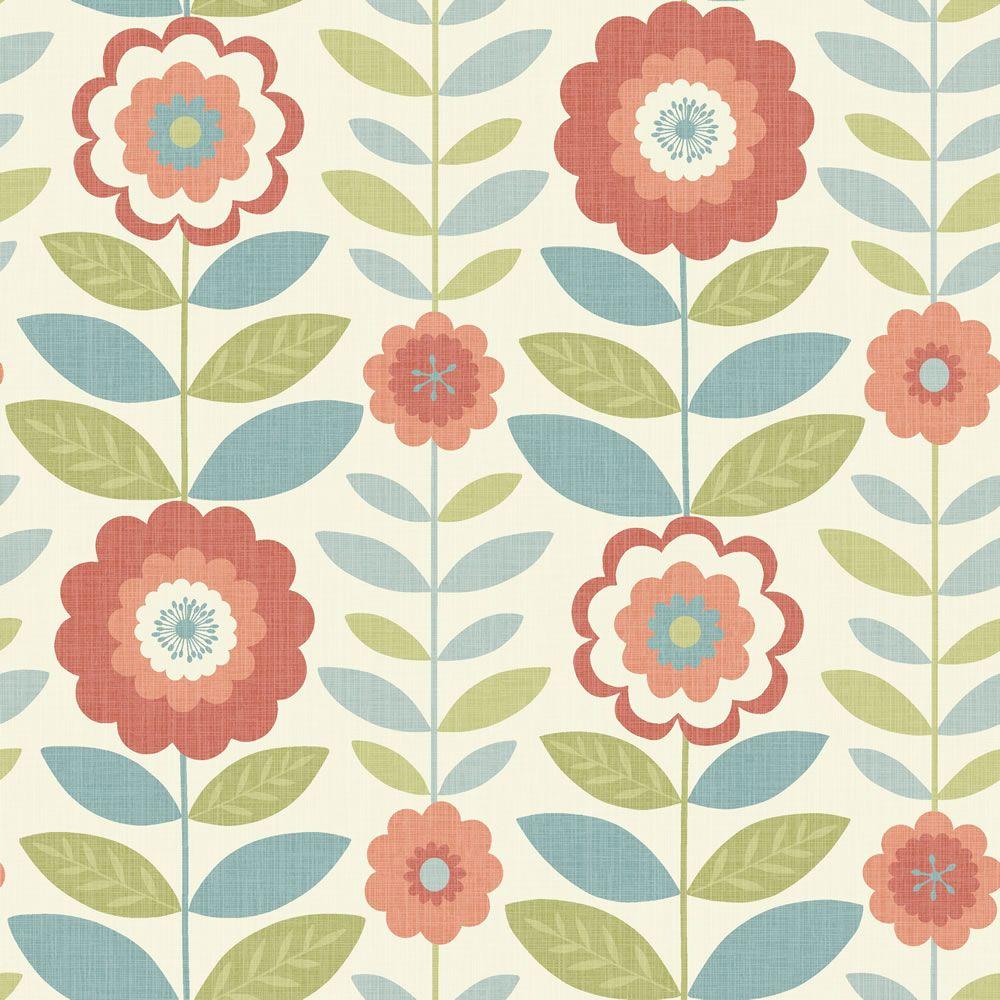 Flower Power Coral And Teal Wallpaper have a range called