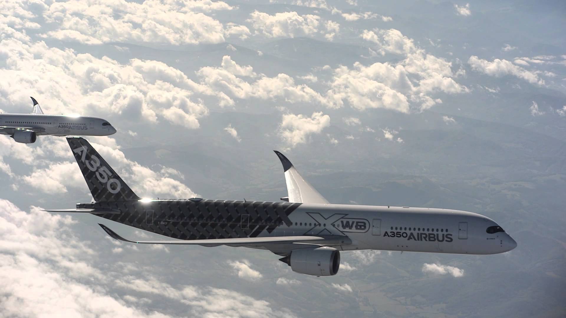 Airbus A350 XWB Aircraft Formation Flight with Air to Air