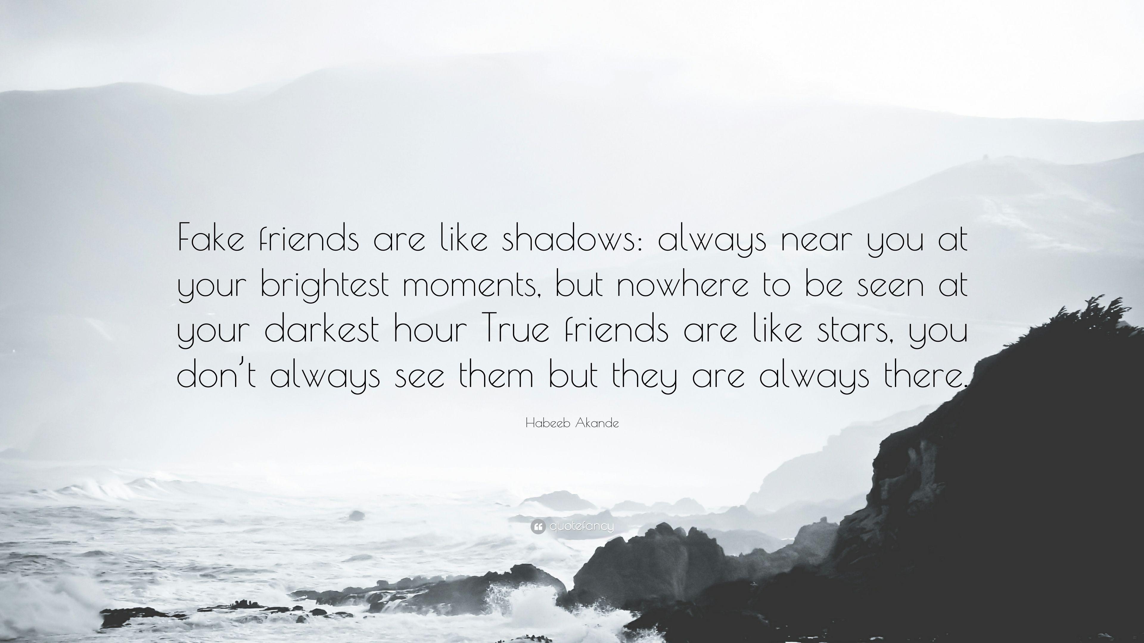 Habeeb Akande Quote: “Fake friends are like shadows: always near