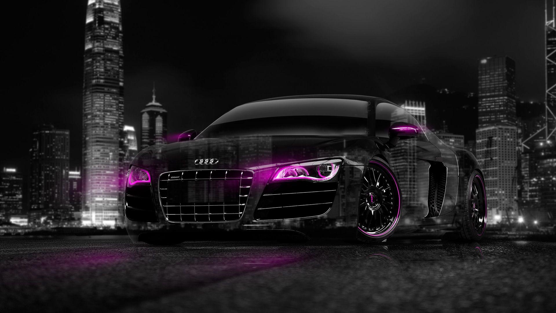 Audi r8 на черном фоне