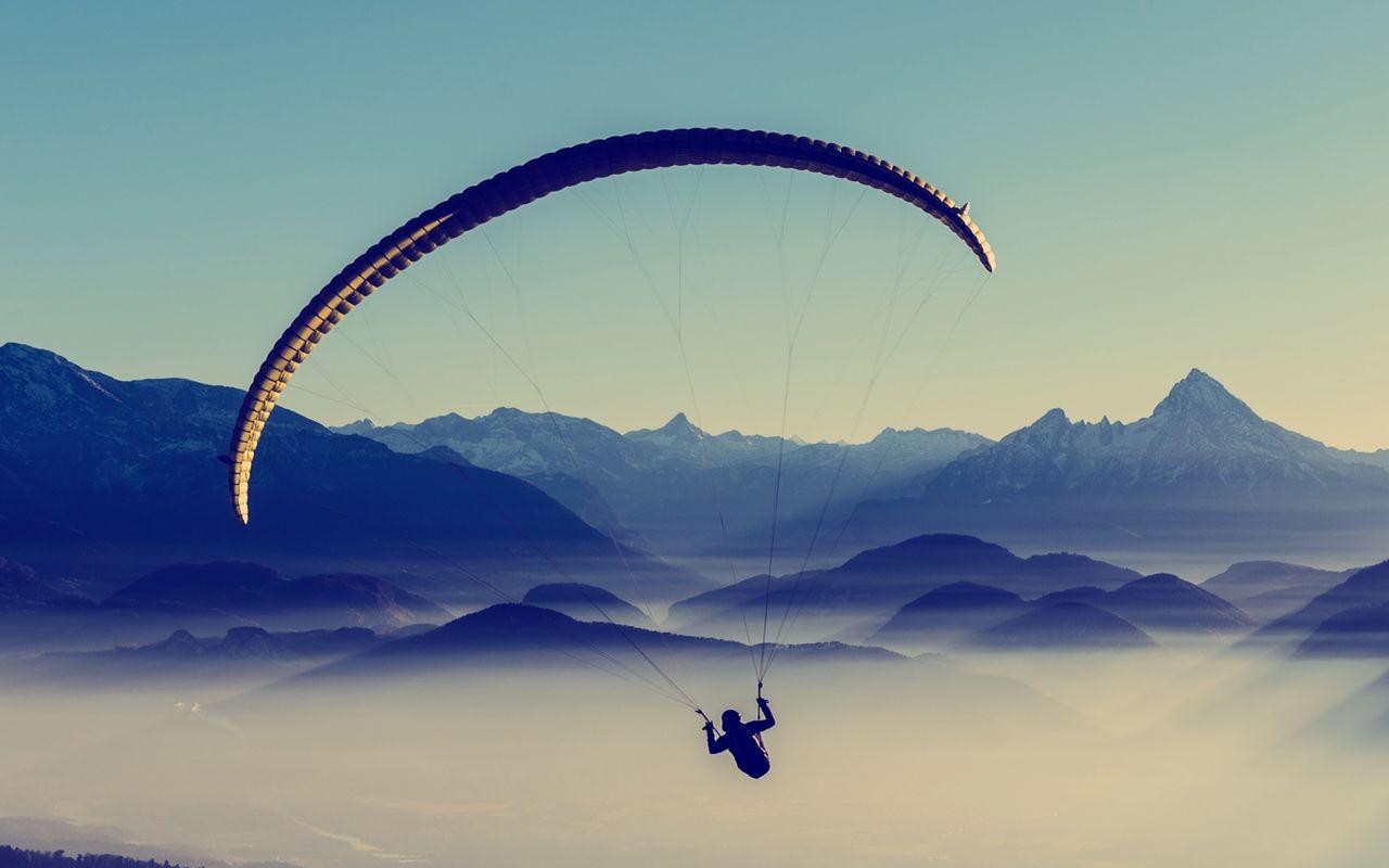 Download Wallpaper 1280x800 Paragliding, Sky, Flight 1280x800 HD