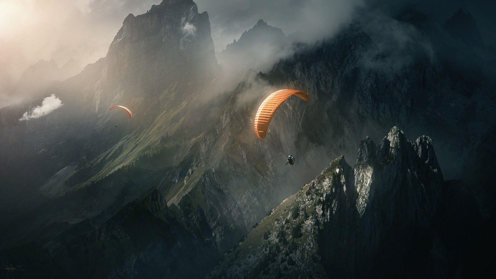 nature, Landscape, Mountain, Paragliding Wallpaper HD / Desktop