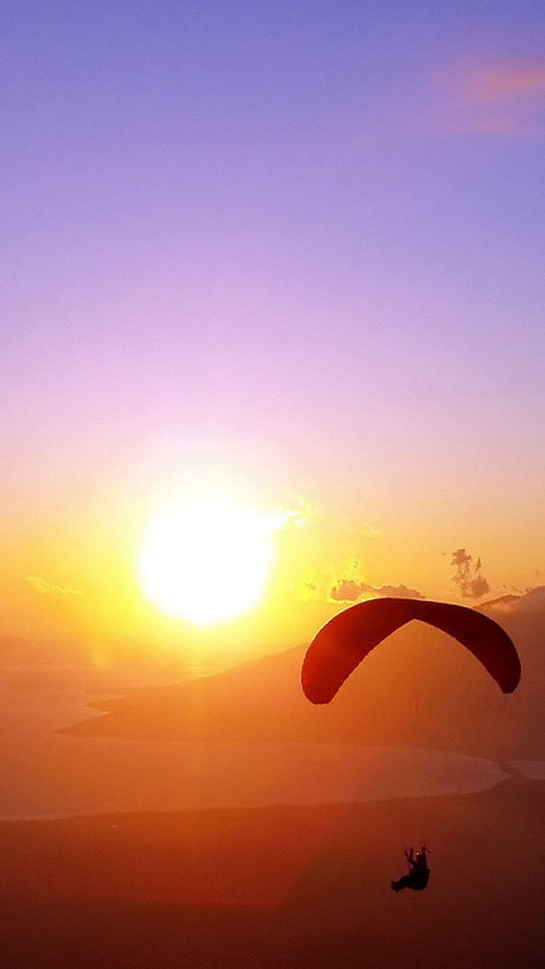 Paragliding Sunset iPhone 6 Plus Wallpaper