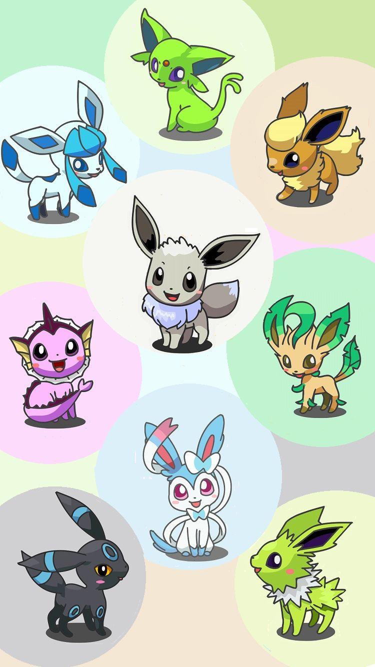 Eevee and Eeveelutions Pokemon on iPhone Mode Wallpaper. HD