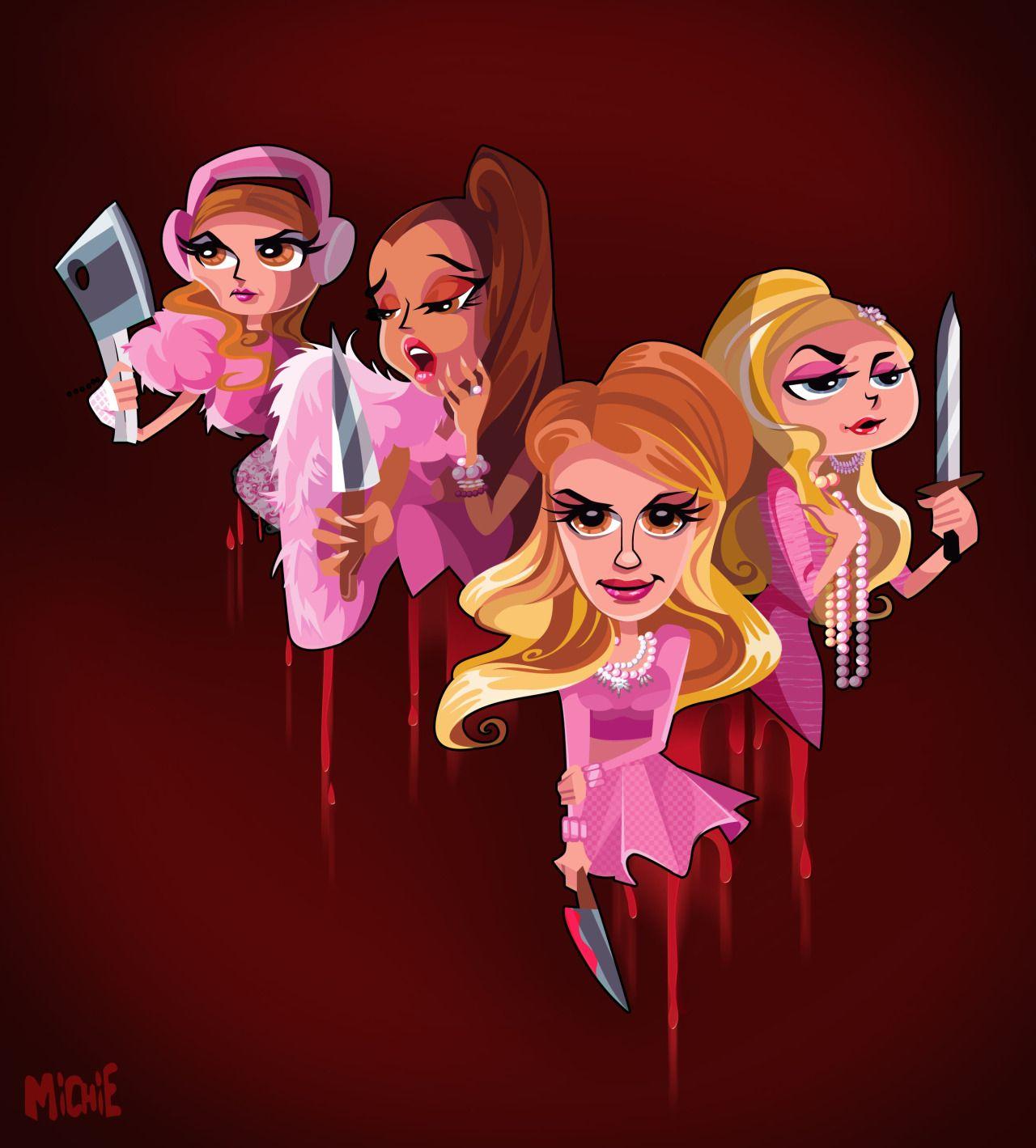 Check out Everyone has blood on their hands. Scream queens
