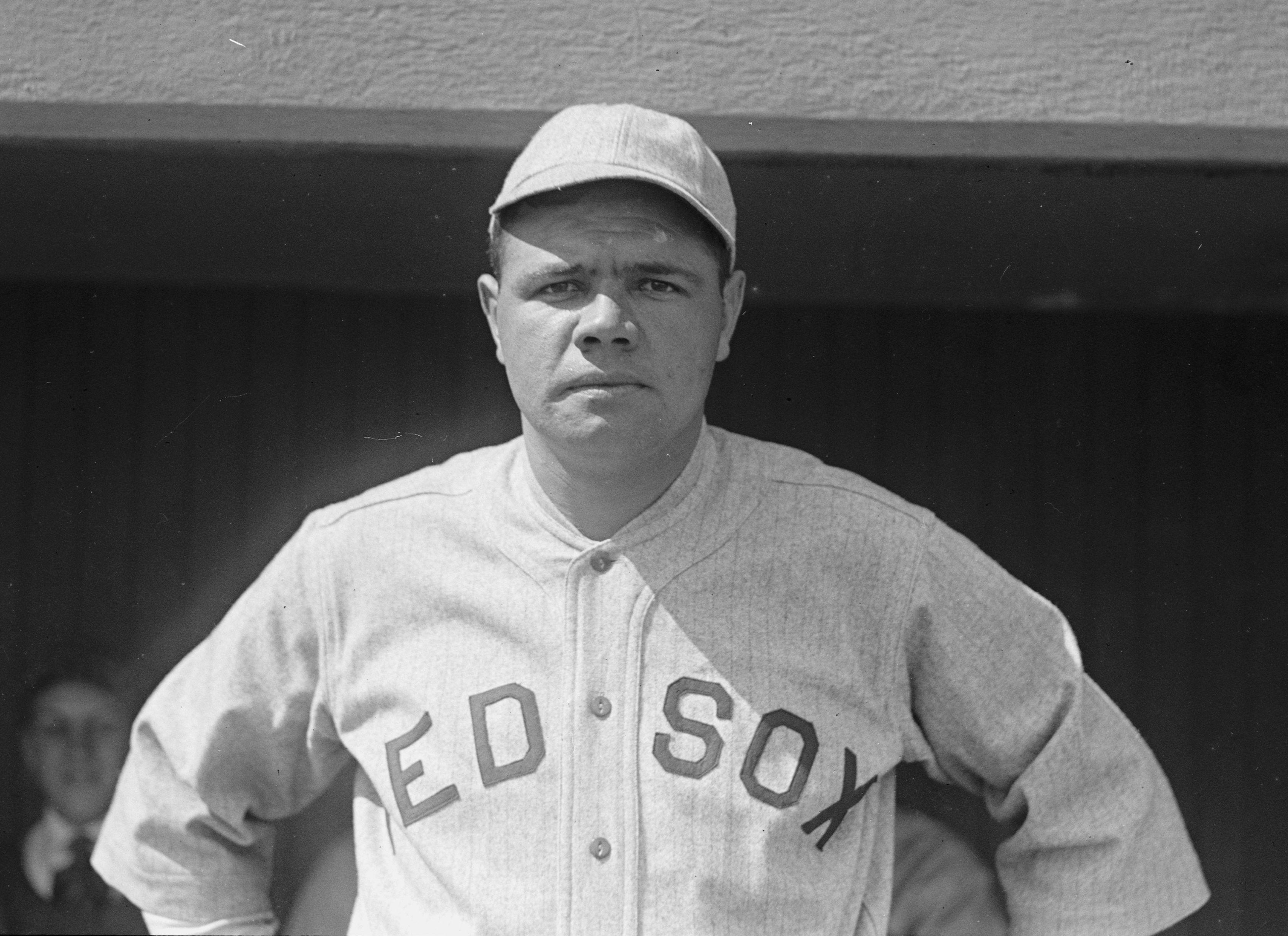 Babe Ruth In Color Red Sox