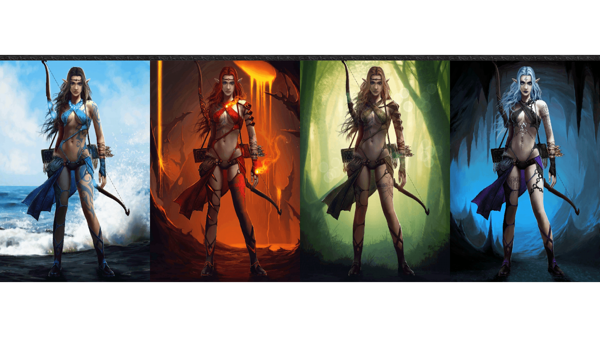 Four Elemental Archers, evolution 2 Full HD Wallpaper