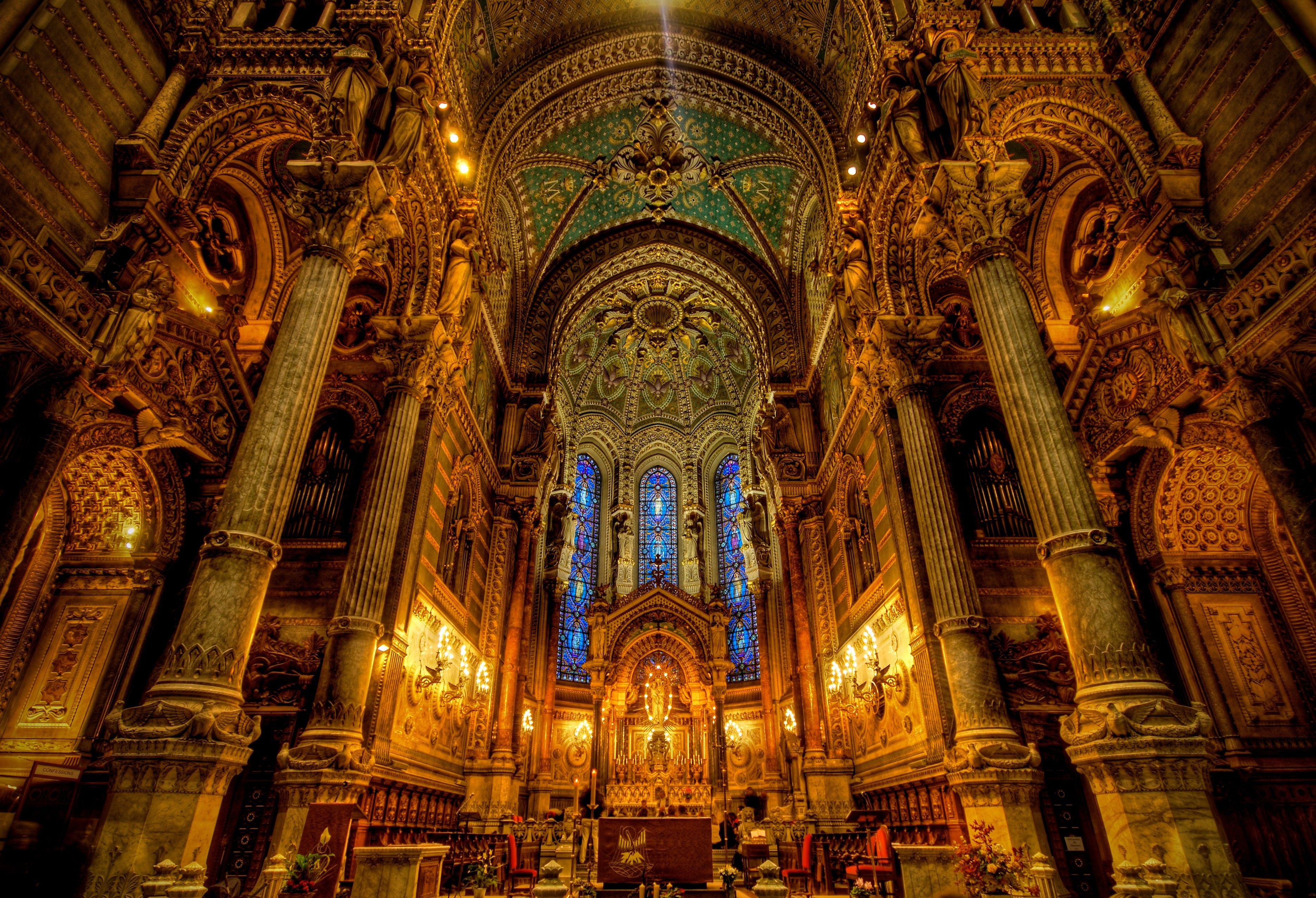 Religious: Basilique Notre Dame Fourvre Interior Lyon Beautiful