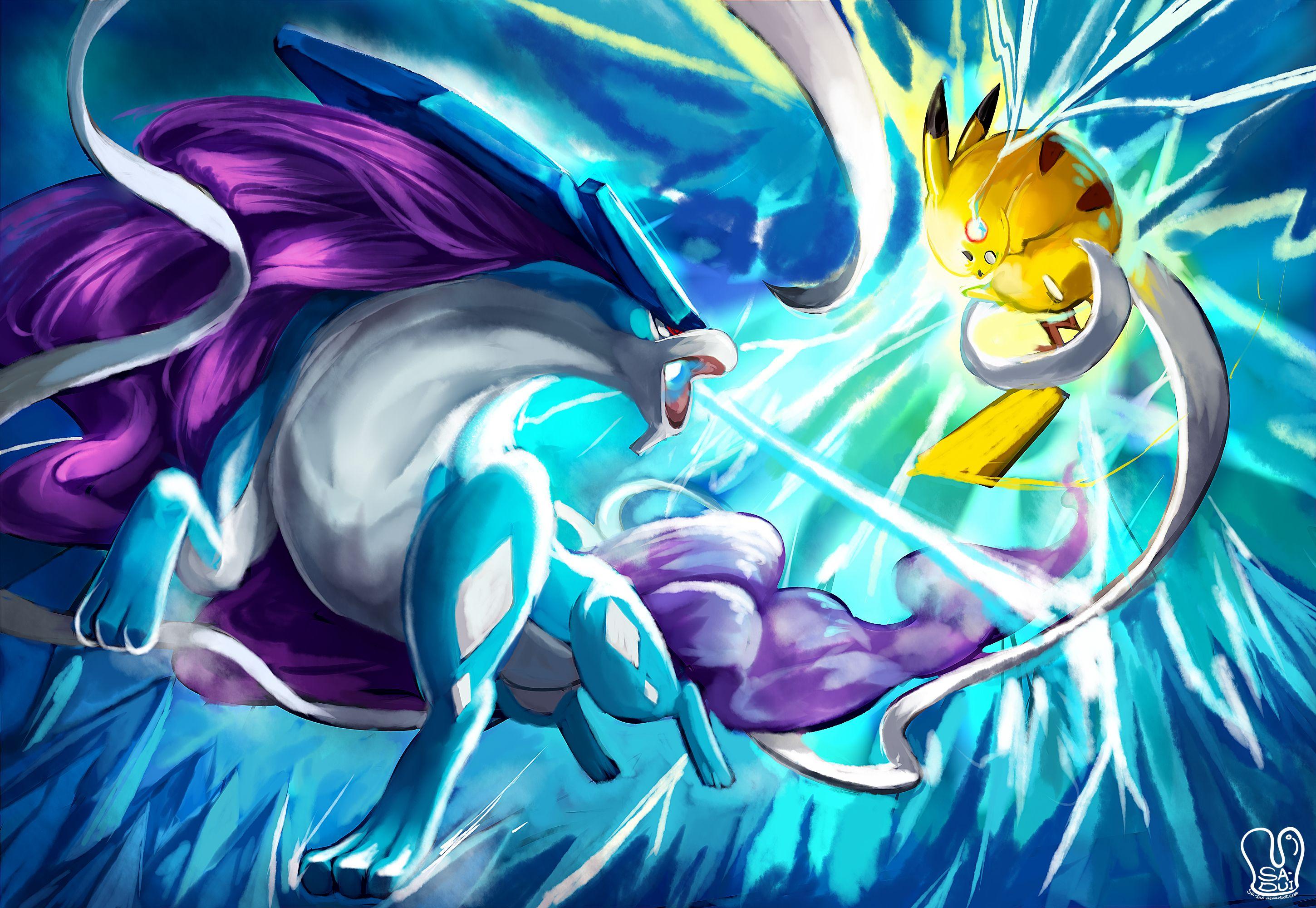 Pikachu VS Suicune HD Wallpaper. Background Image