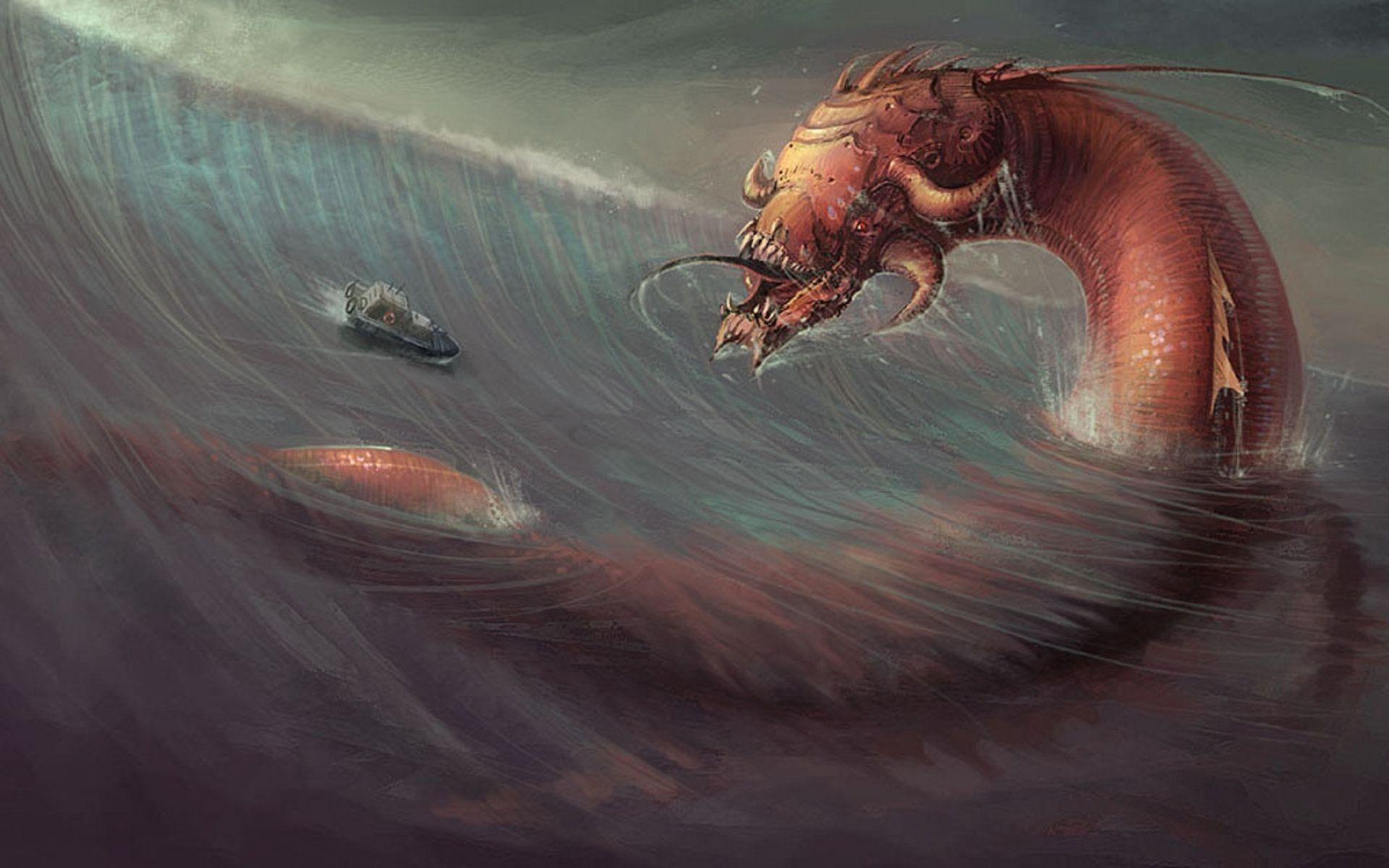 Fantasy original art artistic artwork sea ocean creature monster f