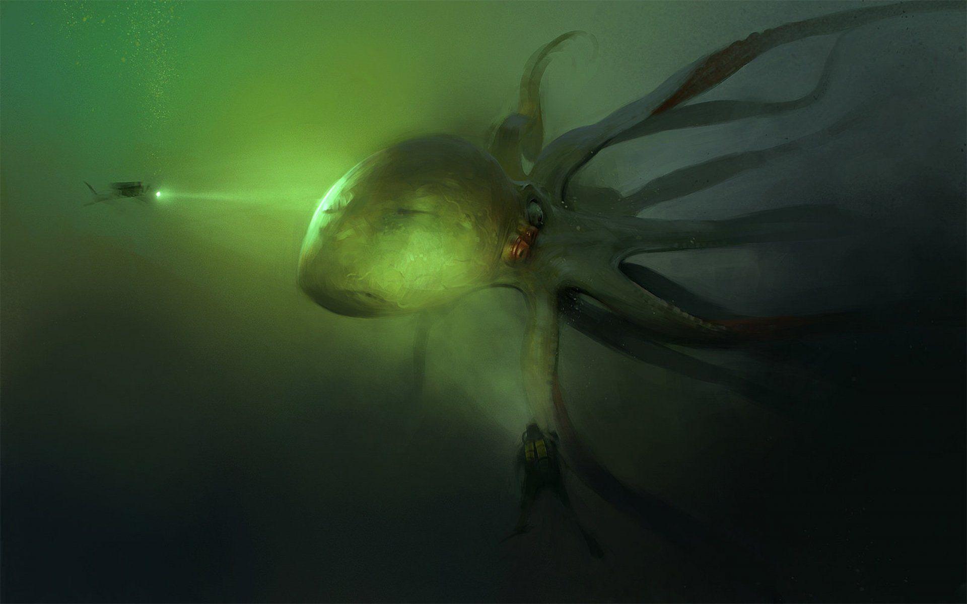 Fantasy art artwork monster creature octopus sea ocean underwater