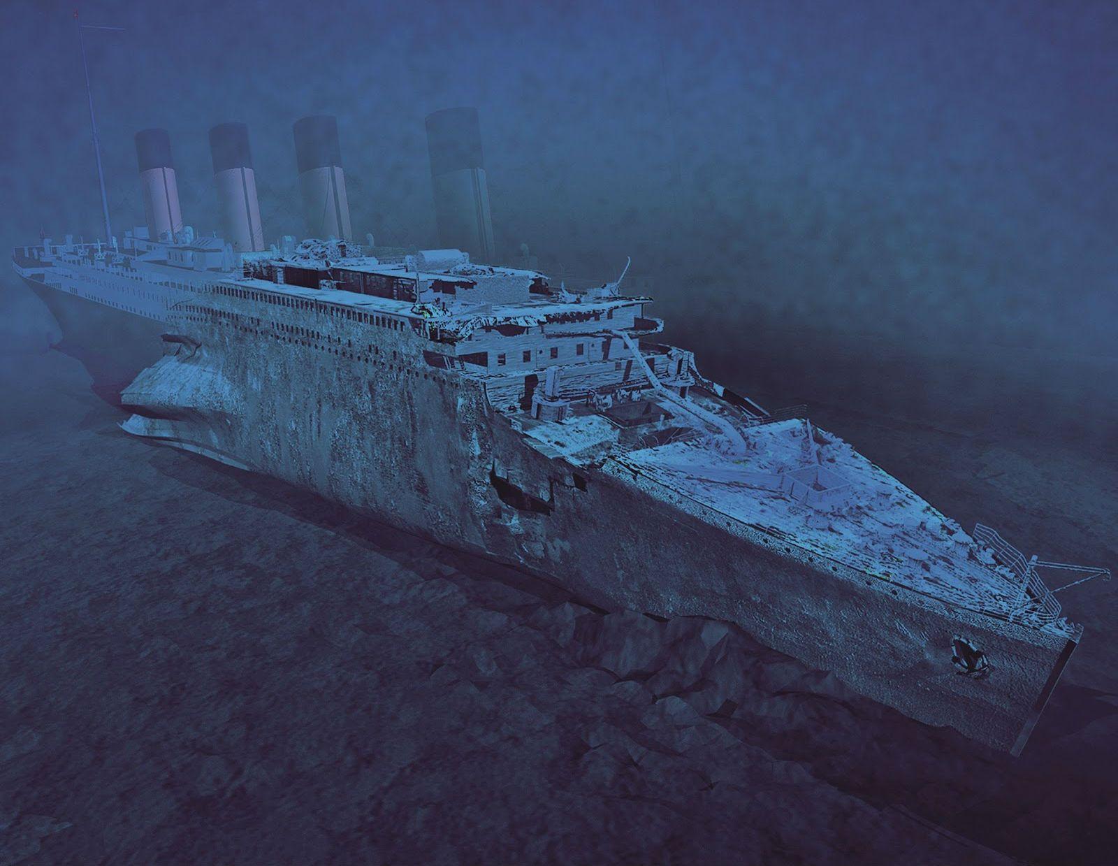 The wreckage of the Titanic at the bottom of wallpaper and image