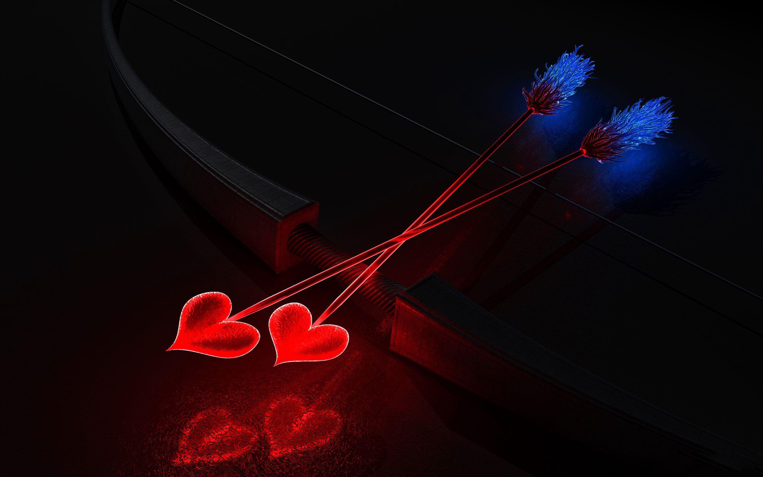 Wallpaper Valentines Day, Love, arrow, Cupid, bow, dark, graphics