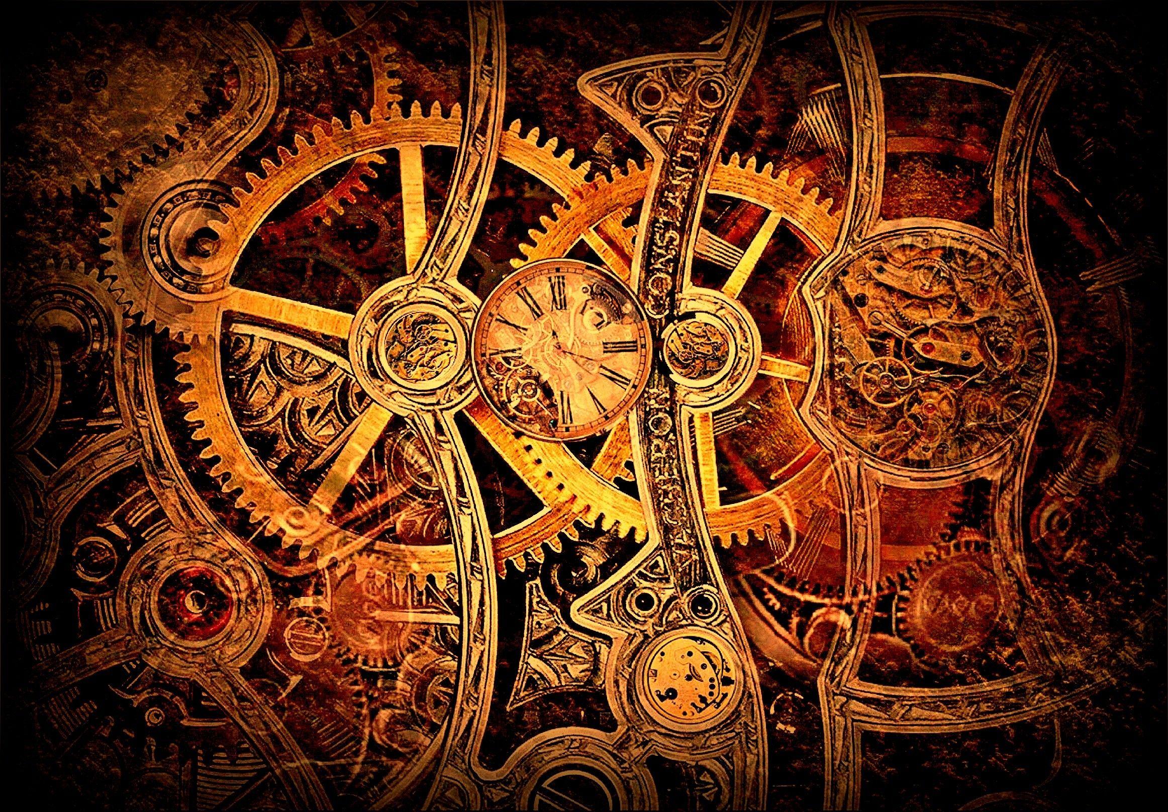 Gray steel metal cogs and gears background